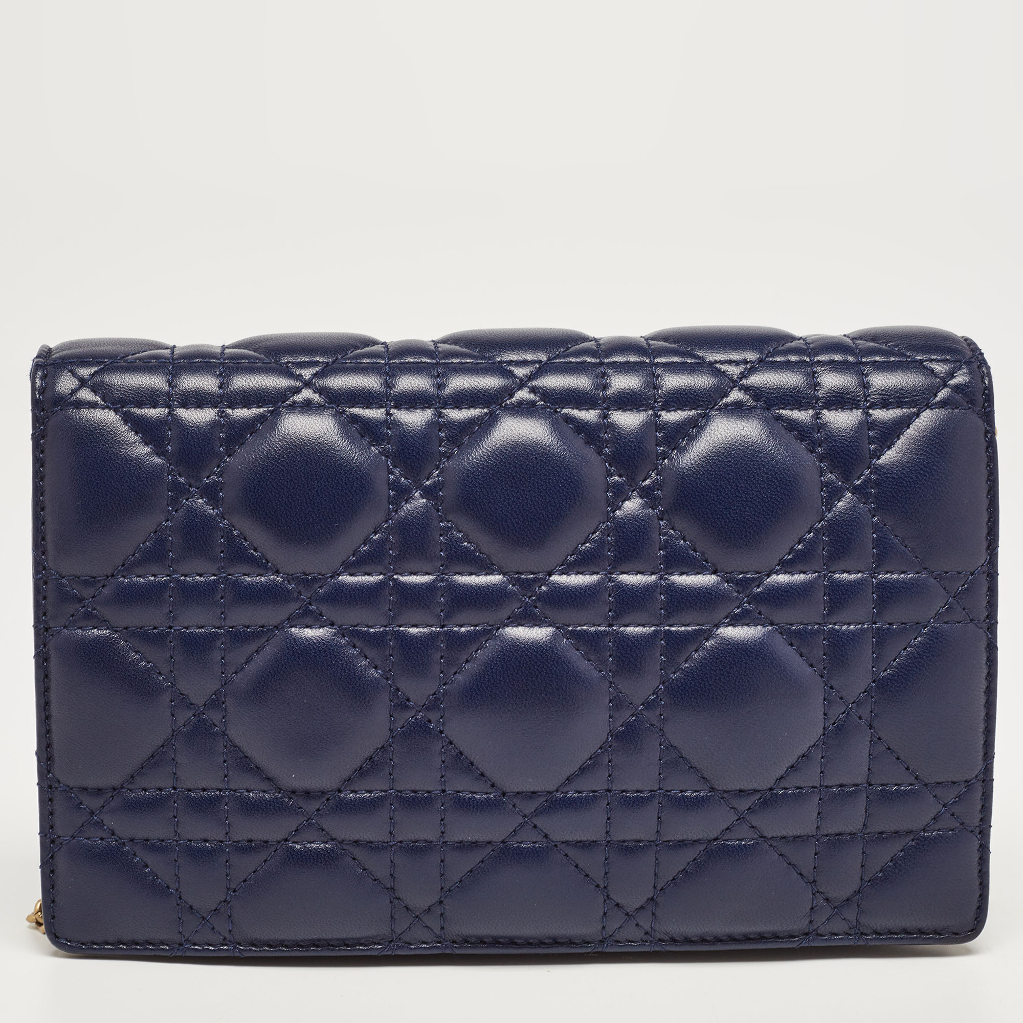 Dior Indigo Blue Cannage Leather Daddi Chain Pouch