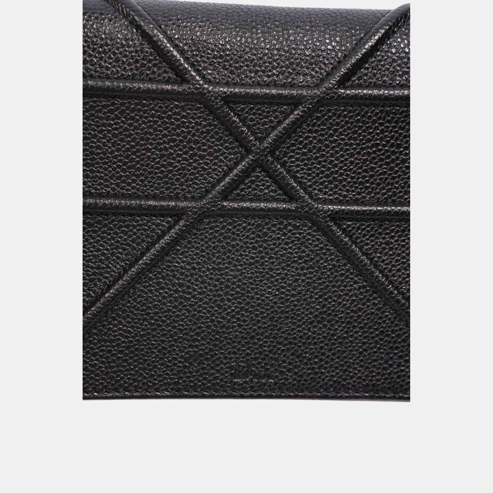 Christian Dior Diorama Wallet On Chain Black Leather