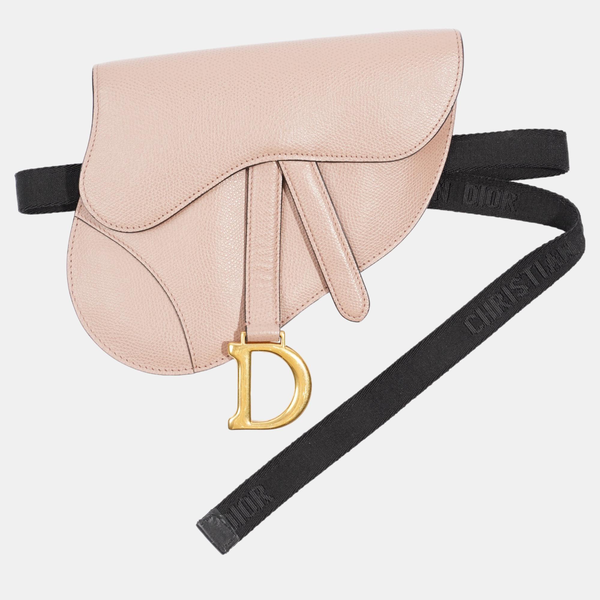 Christian Dior Saddle Belt Bag Nude Leather