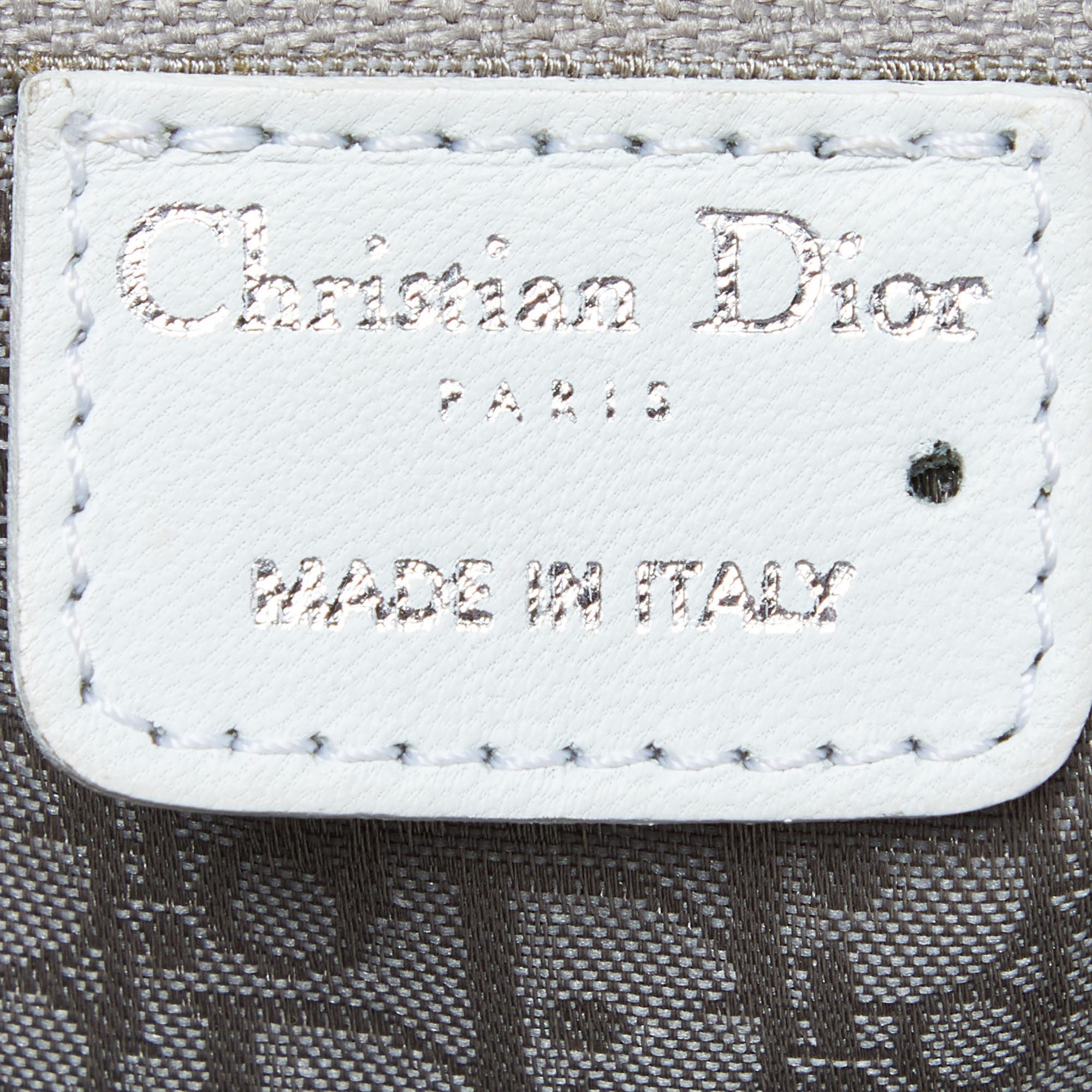 Dior White Cannage Leather Vingate Charm Hobo