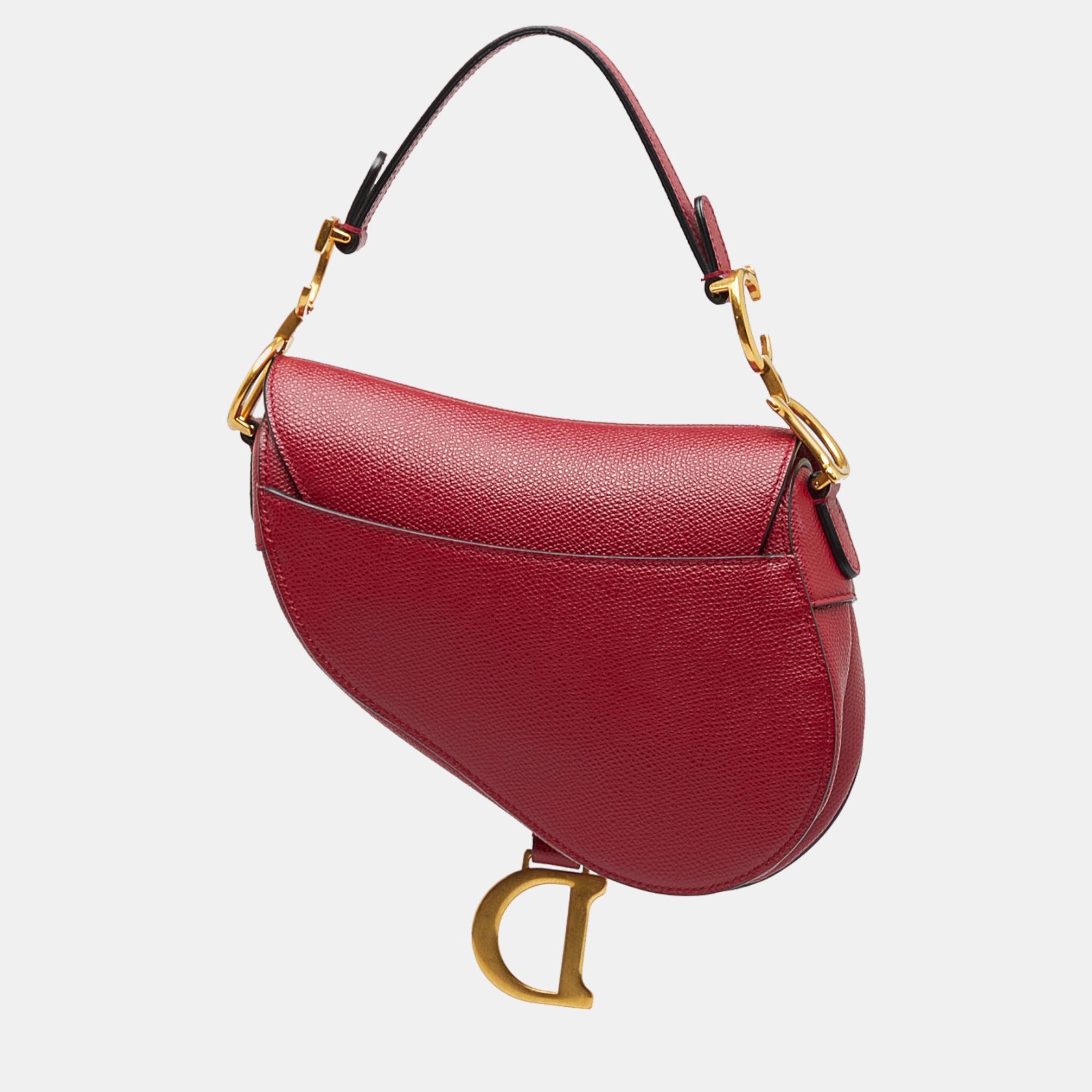 Dior Red Mini Leather Saddle Bag
