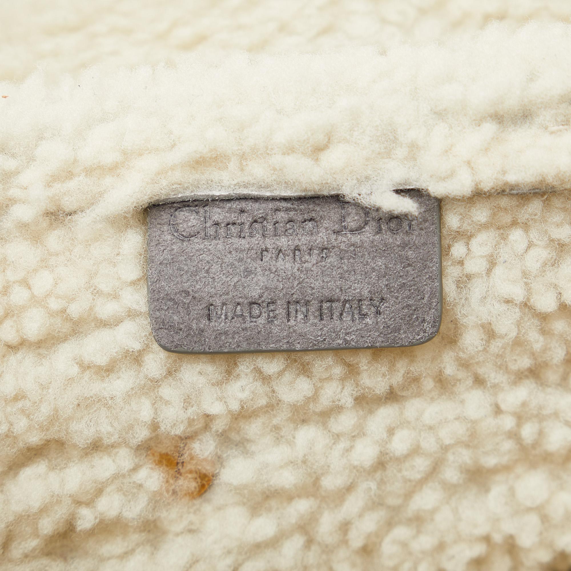 Dior Grey Shearling Saddle Bag
