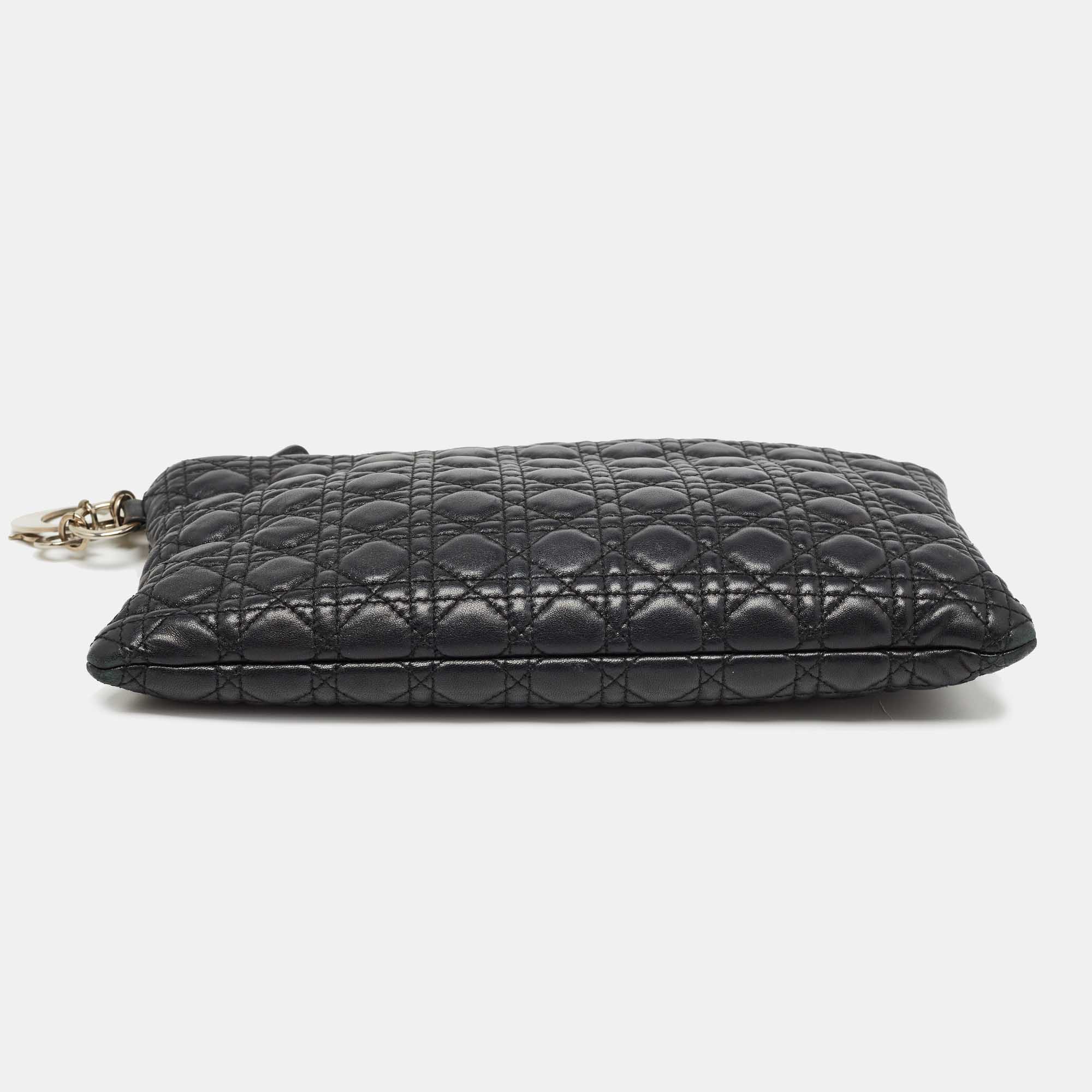 Dior Black Cannage Leather Panarea Clutch