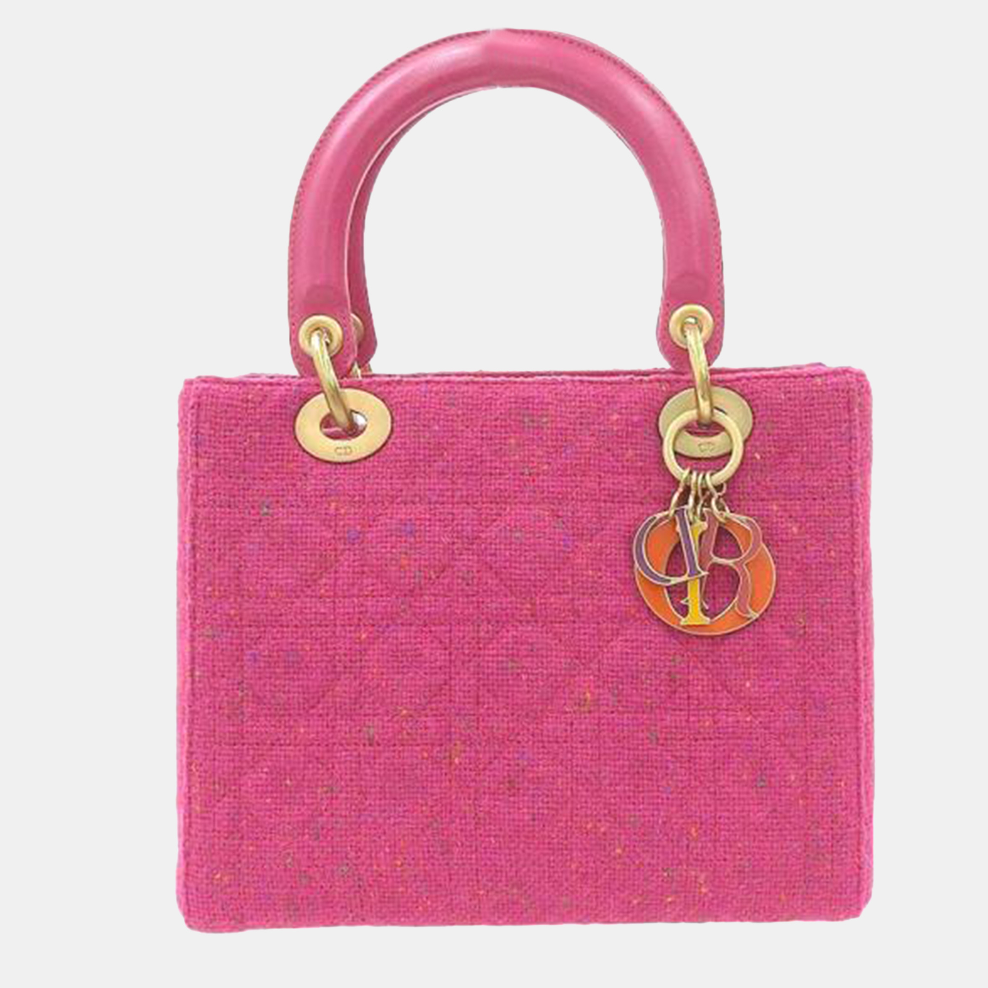 Dior pink tweed lady dior handbag
