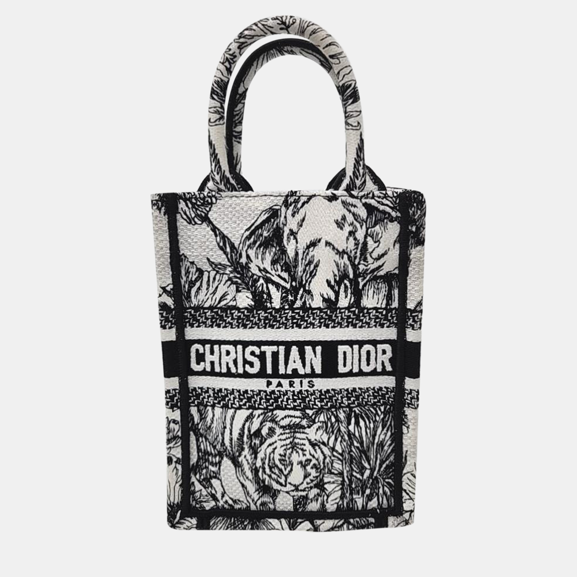 Christian dior black/white mini book tote phone bag