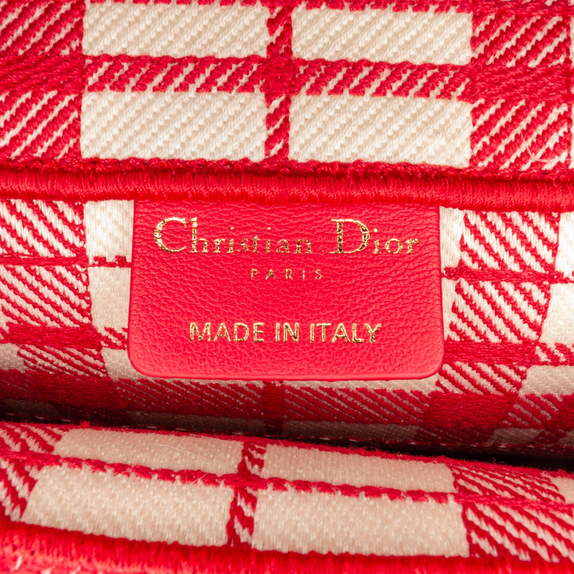 Dior Red Medium Check'n'Dior Book Tote