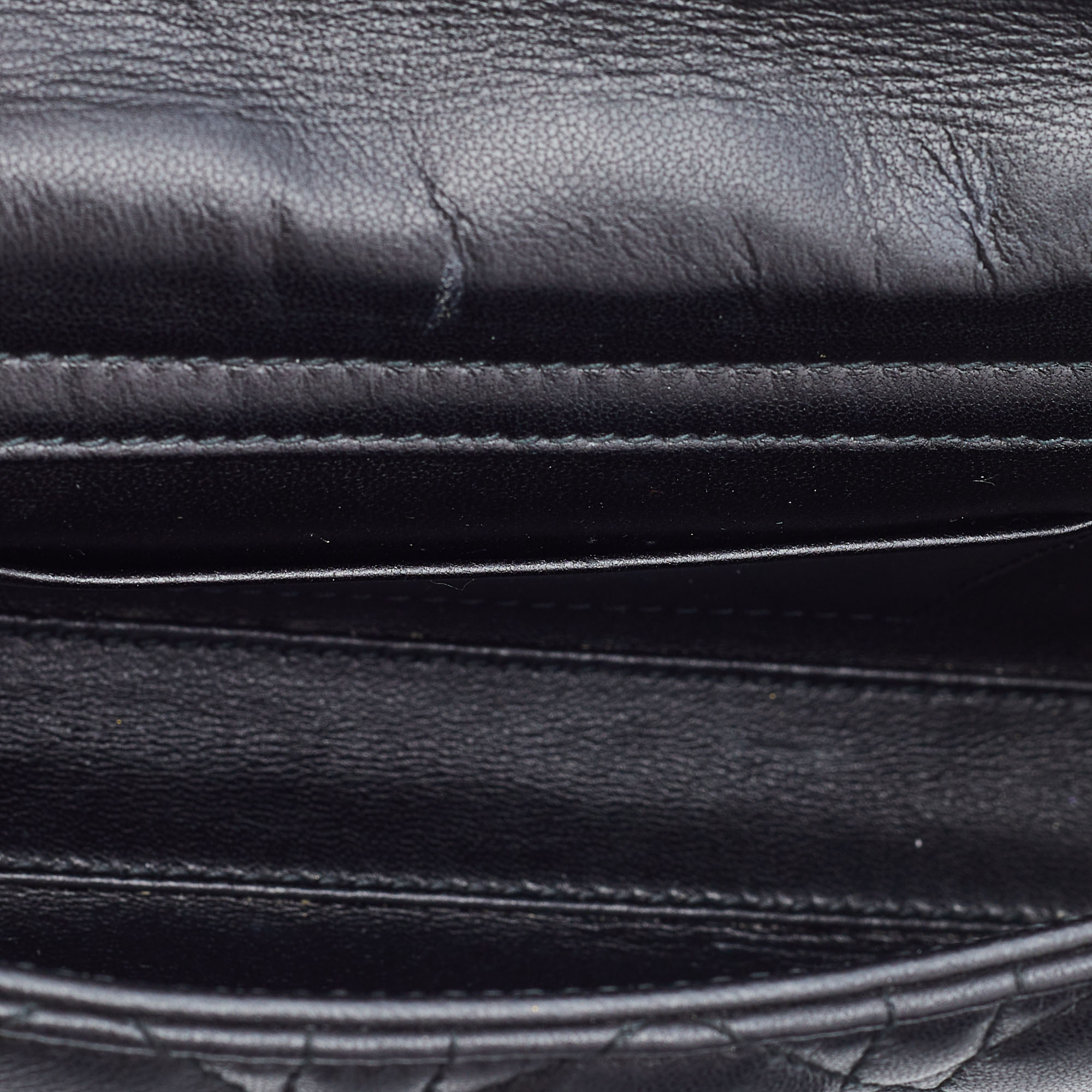 Dior Black Cannage Leather Flap Wristlet Clutch