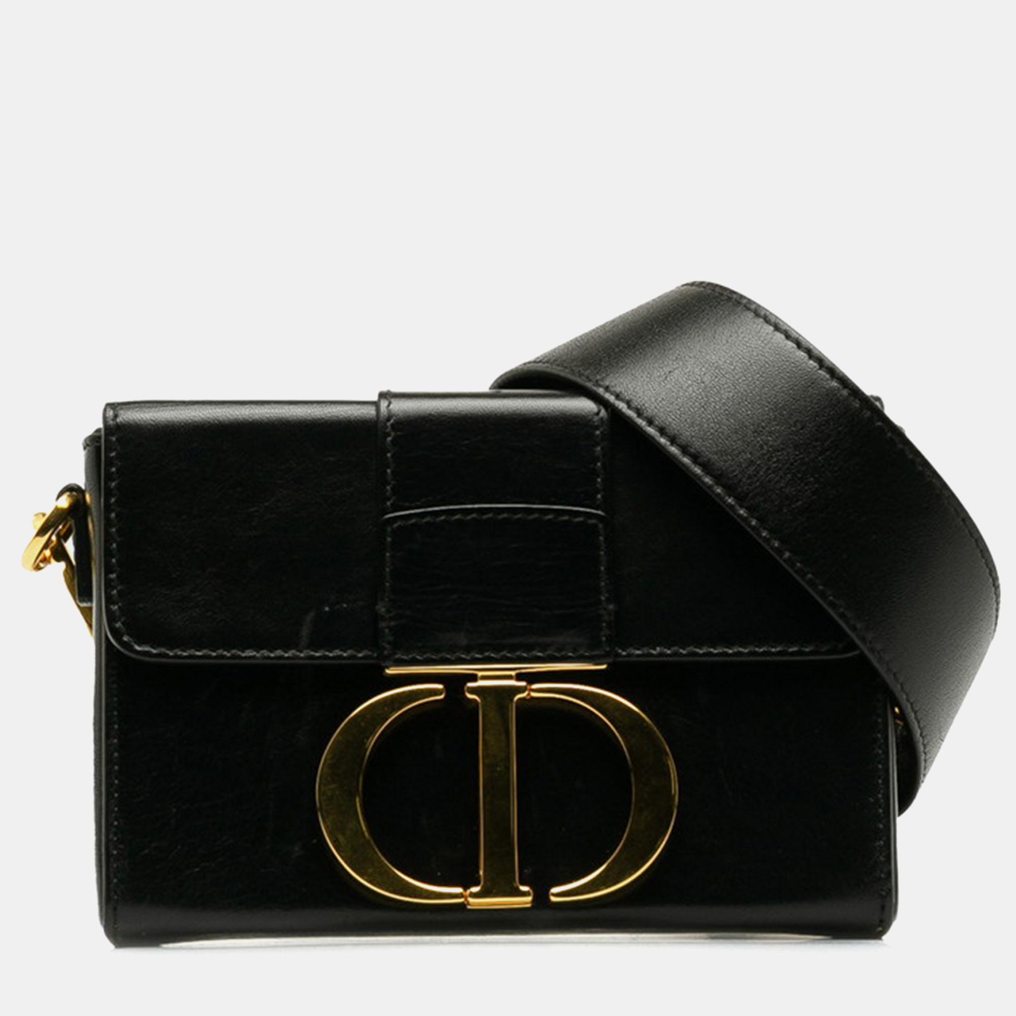 Dior black leather montaigne box 30 shoulder bag
