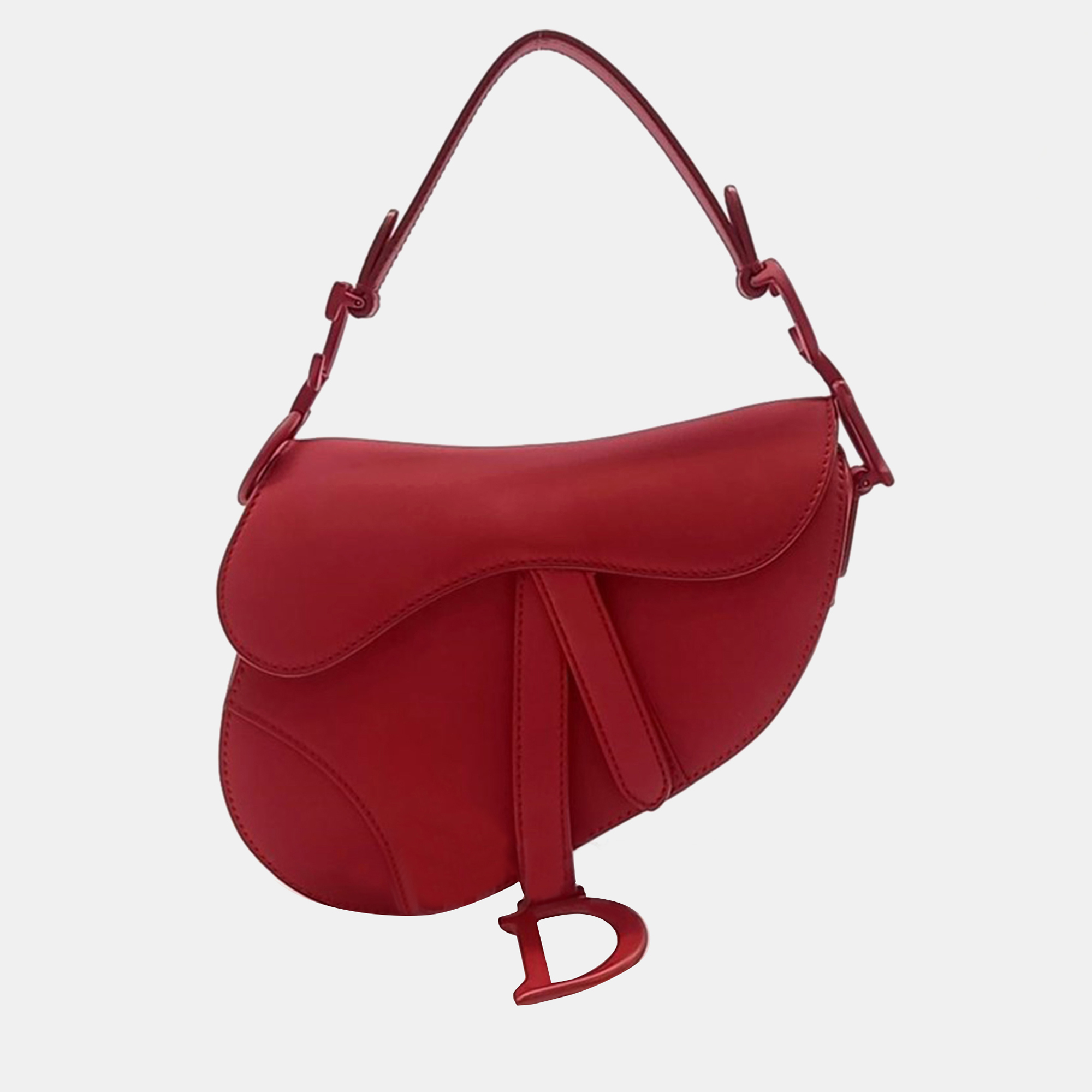 Dior red leather ultra-matte mini saddle bag