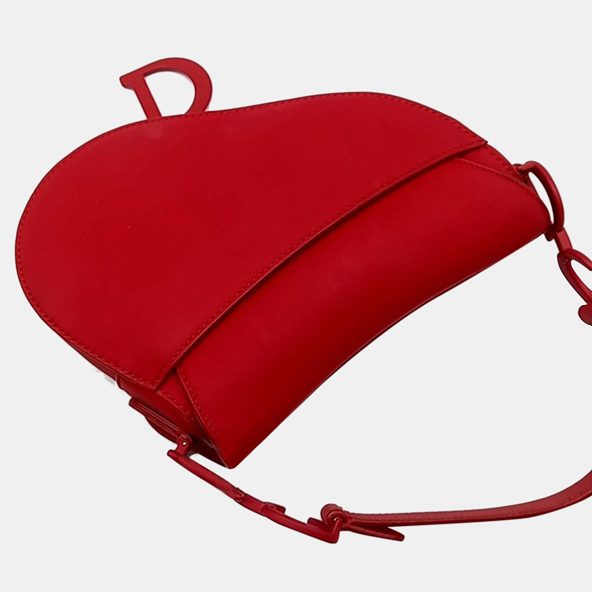 Dior Red Leather Ultra-Matte Mini Saddle Bag