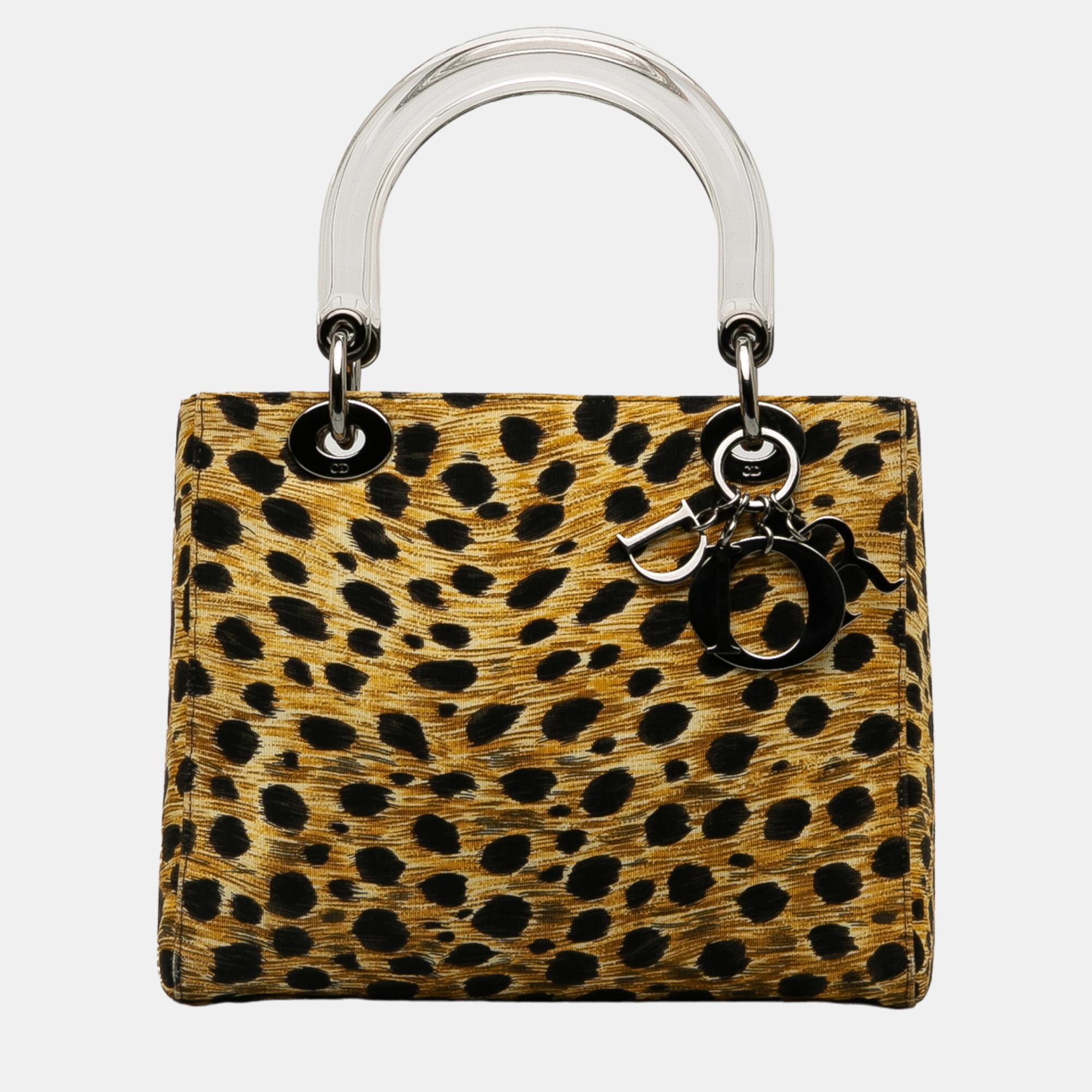 Dior brown medium leopard print nylon lady dior