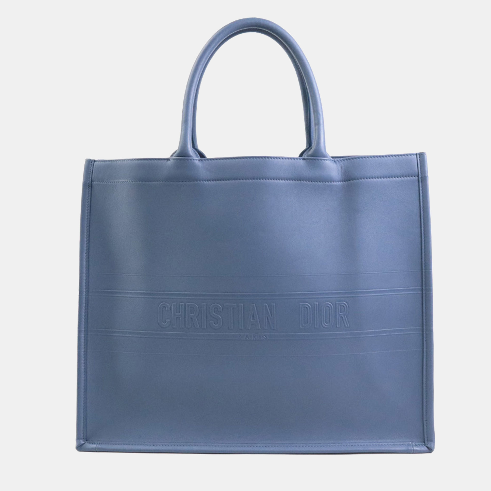 Dior blue leather large book tote bag