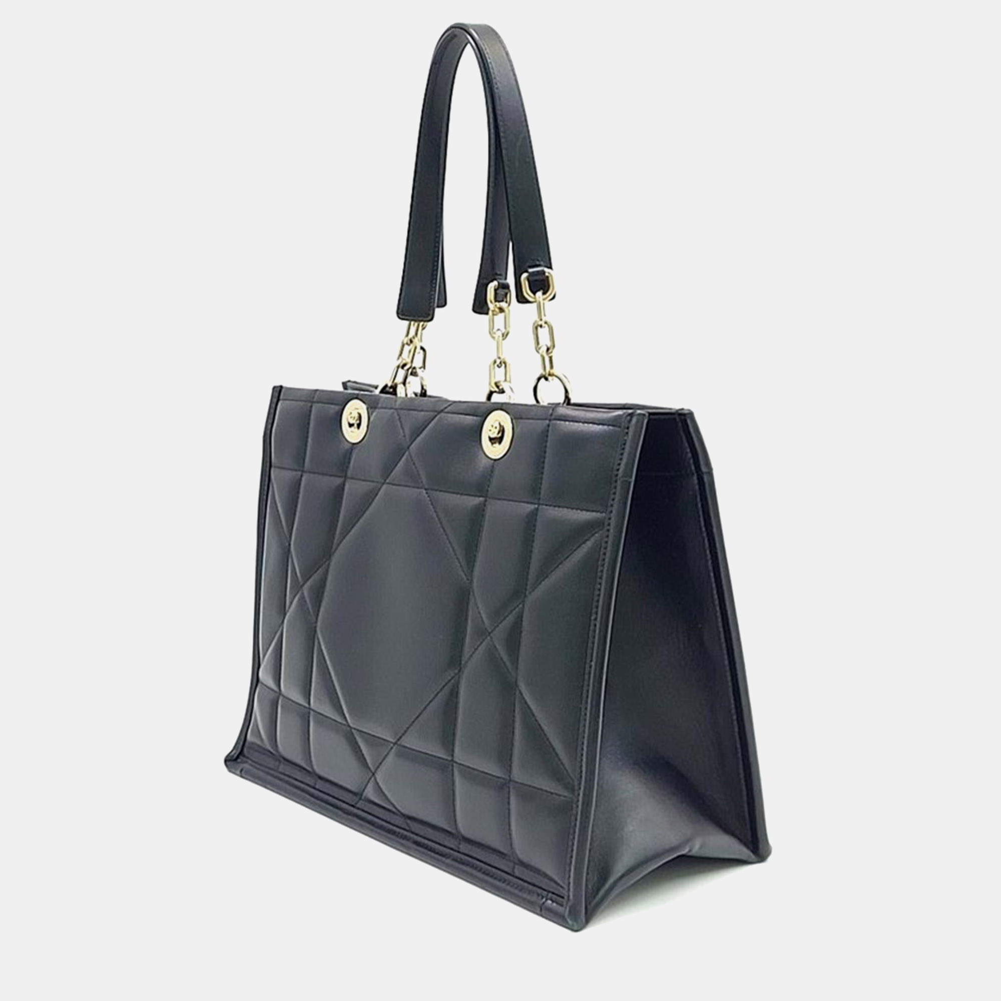 Christian Dior Black Leather Essential Medium Tote Bag