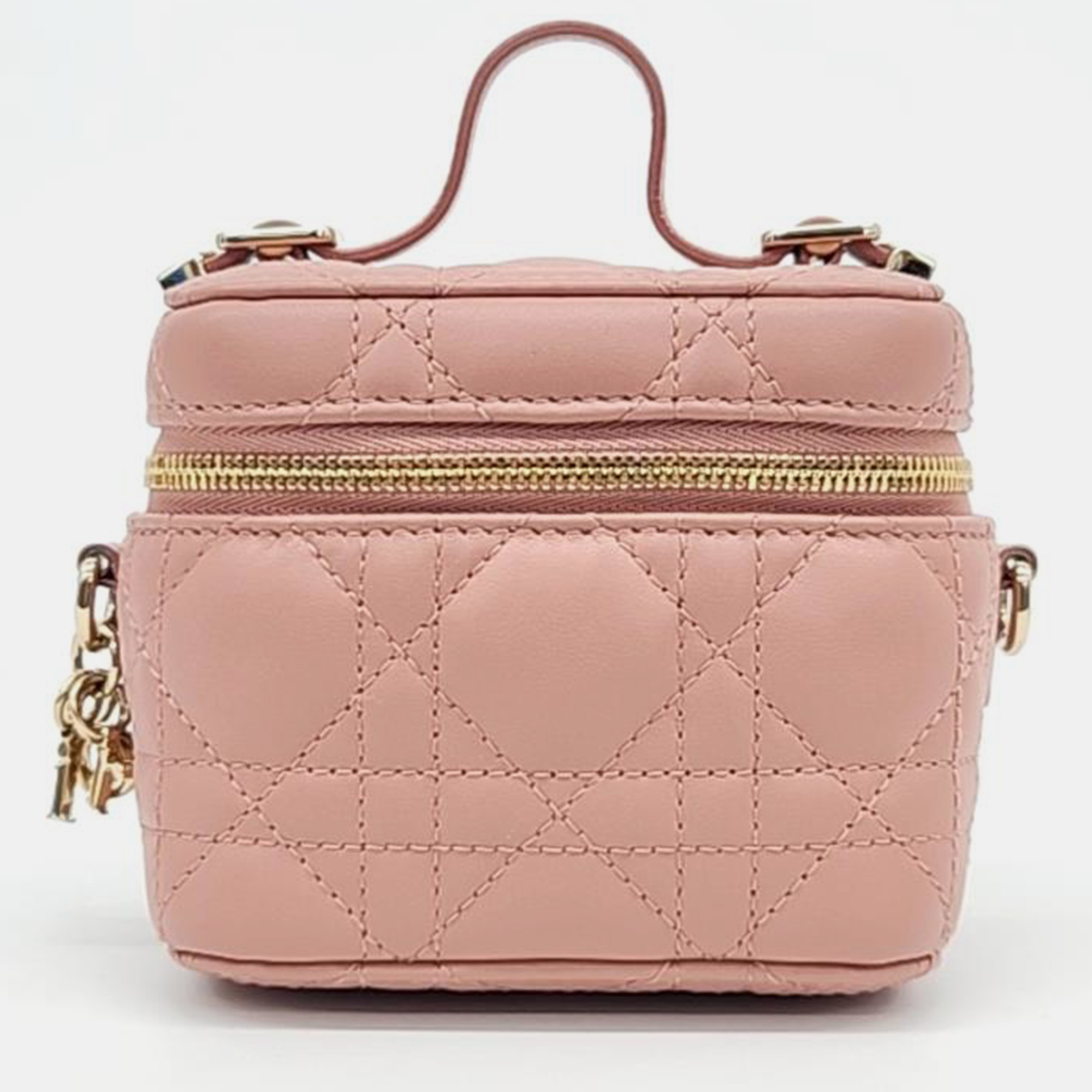 Dior pink cannage leather micro vanity shoulder bag