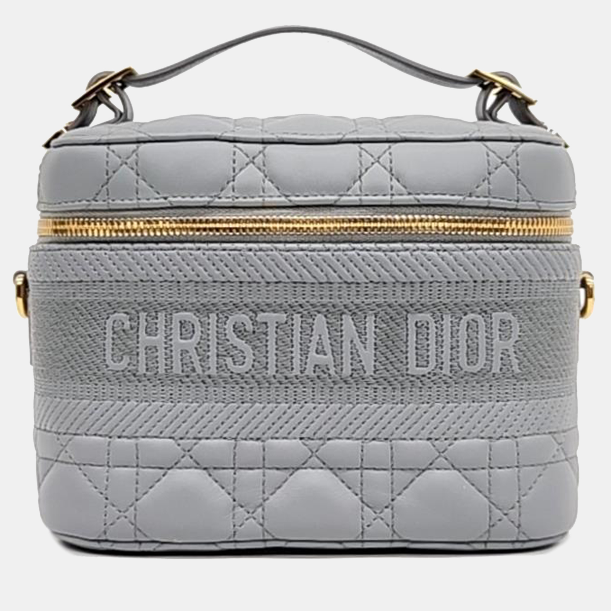 Dior gray cannage leather travel vanity bag