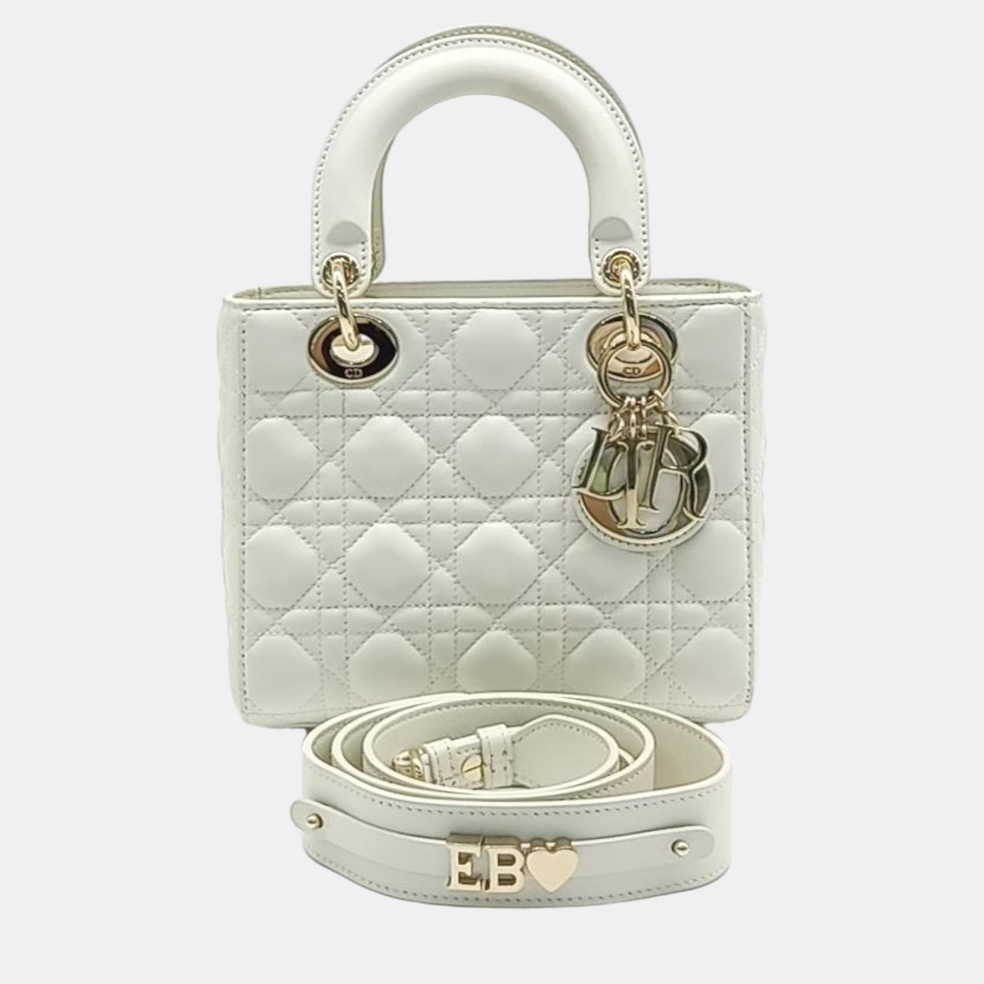 Dior white cannage lady dior small bag