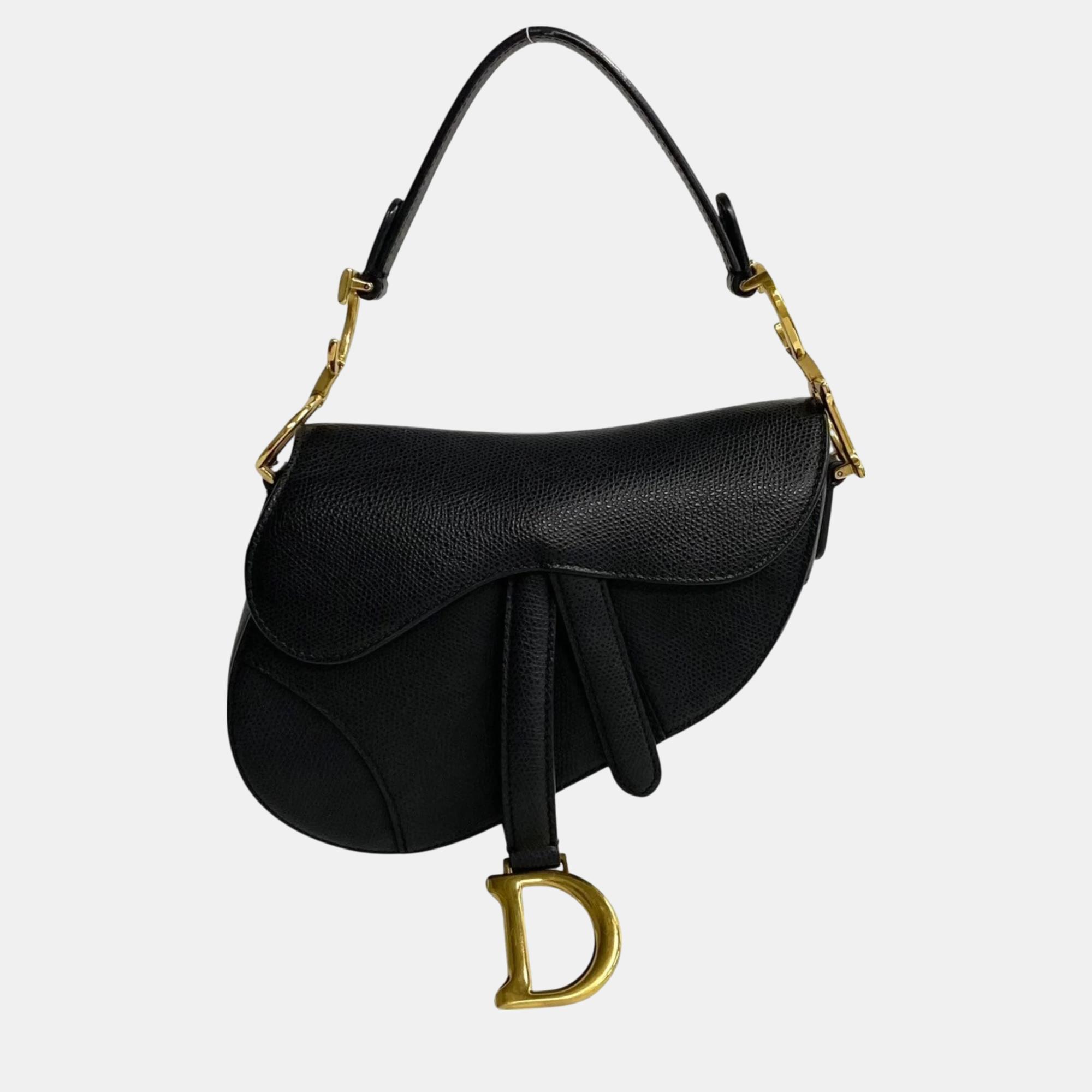 Dior black leather saddle shoulder bag