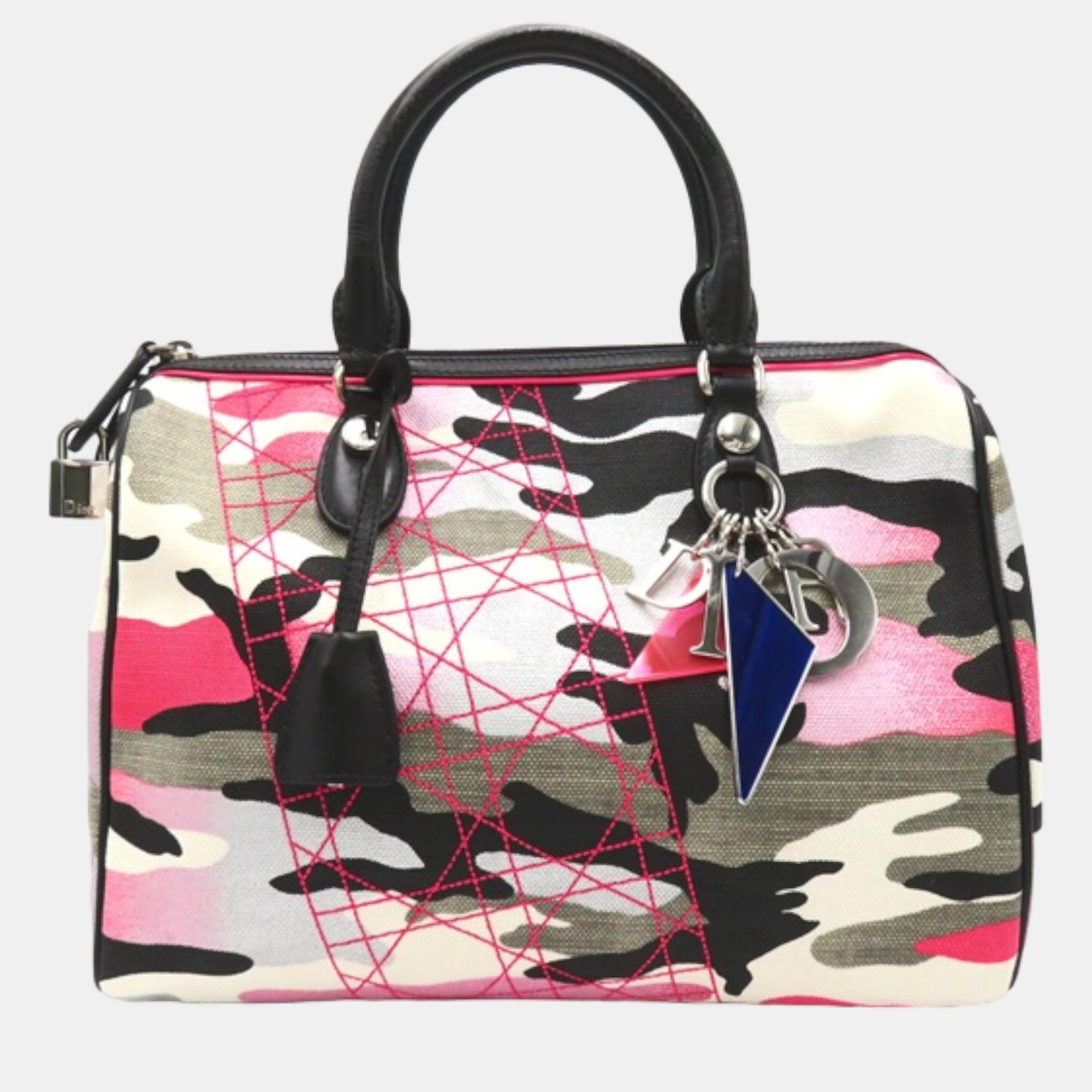 Dior multicolor canvas x anselm reyle boston bag
