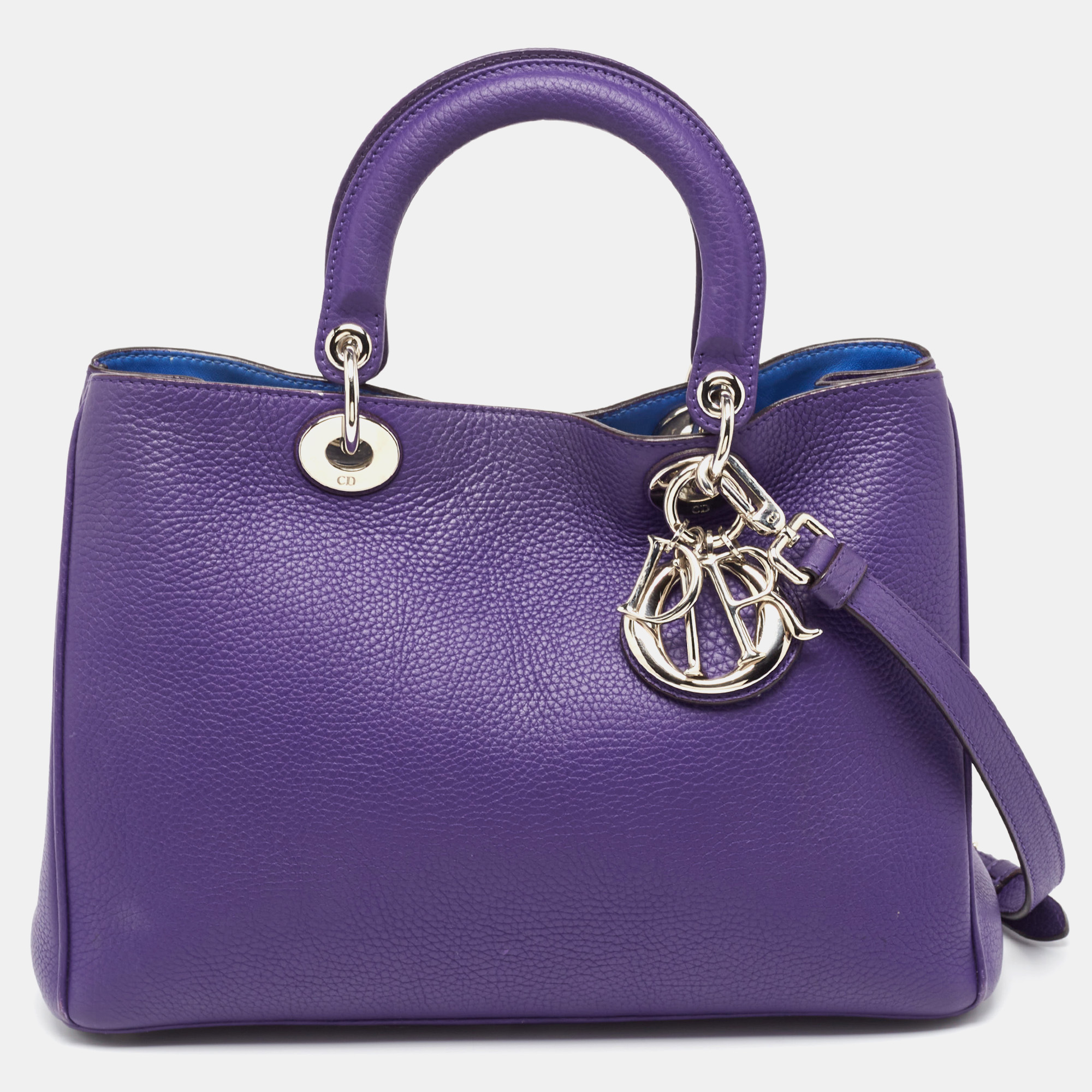 Dior ultra violet leather medium diorissimo shopper tote