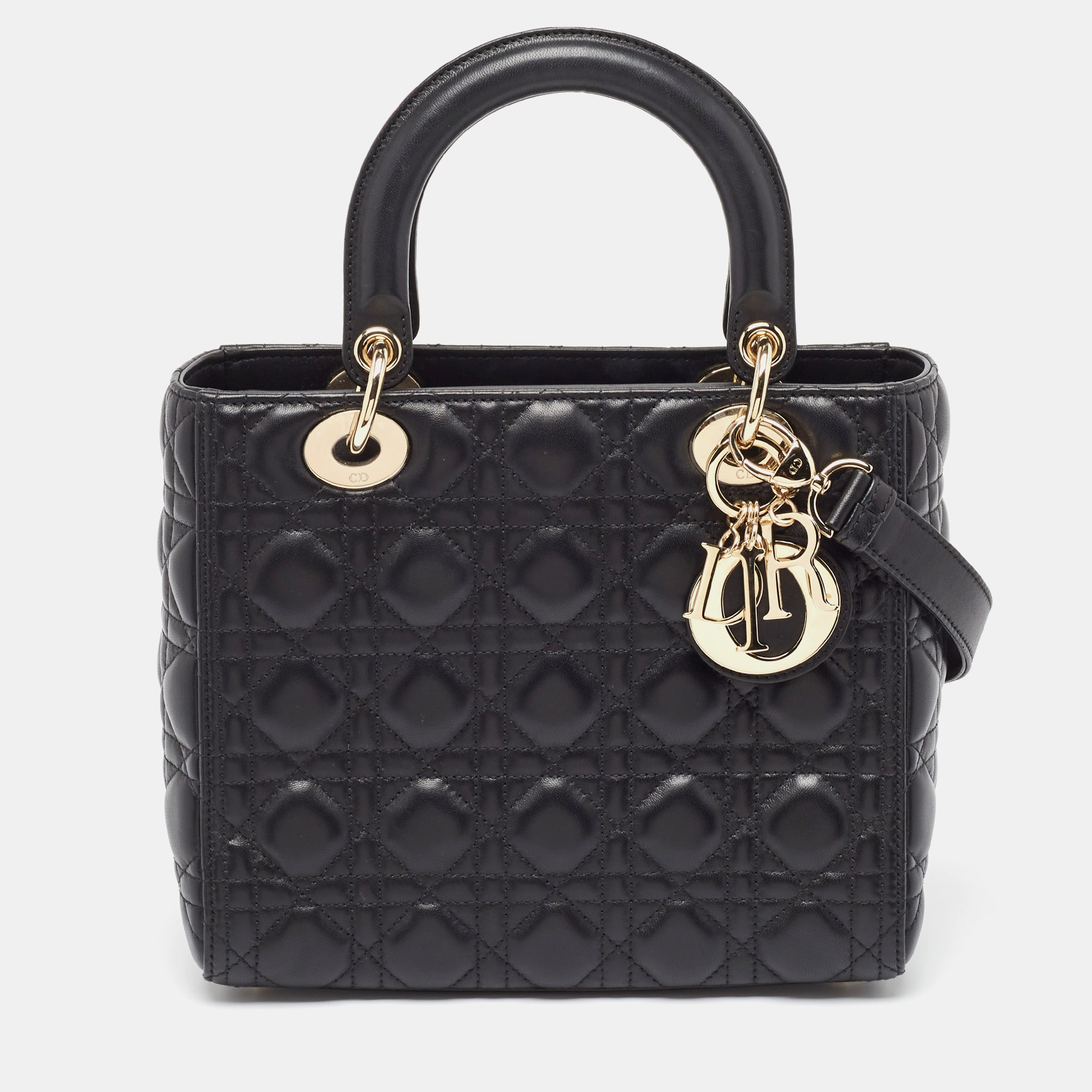 

Dior Black Cannage Leather  Lady Dior Tote