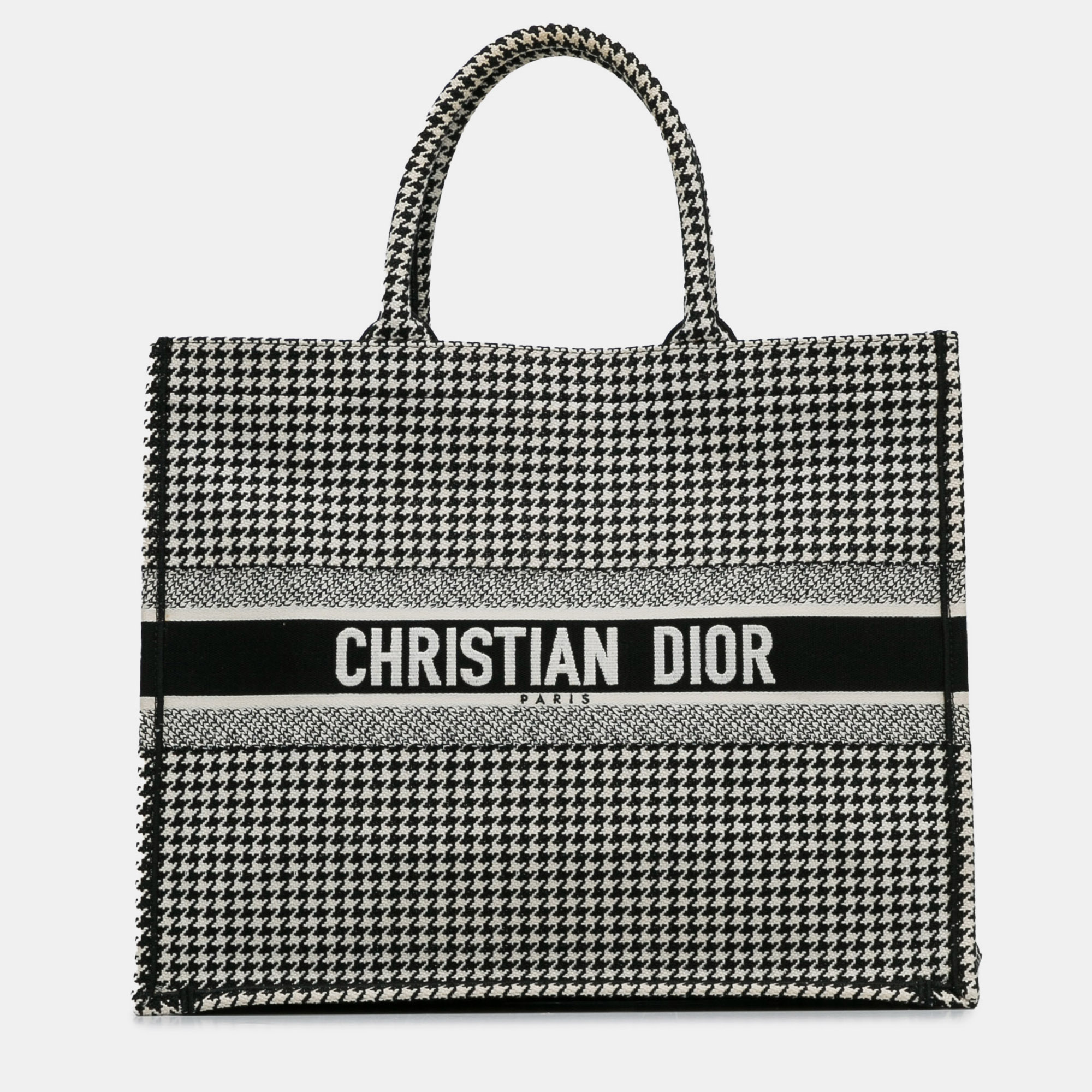 Dior large houndstooth embroidered book tote