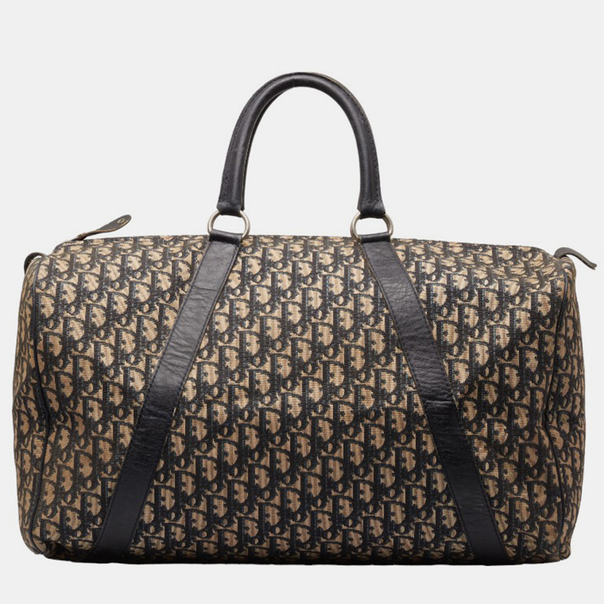 Dior brown canvas oblique large boston bag