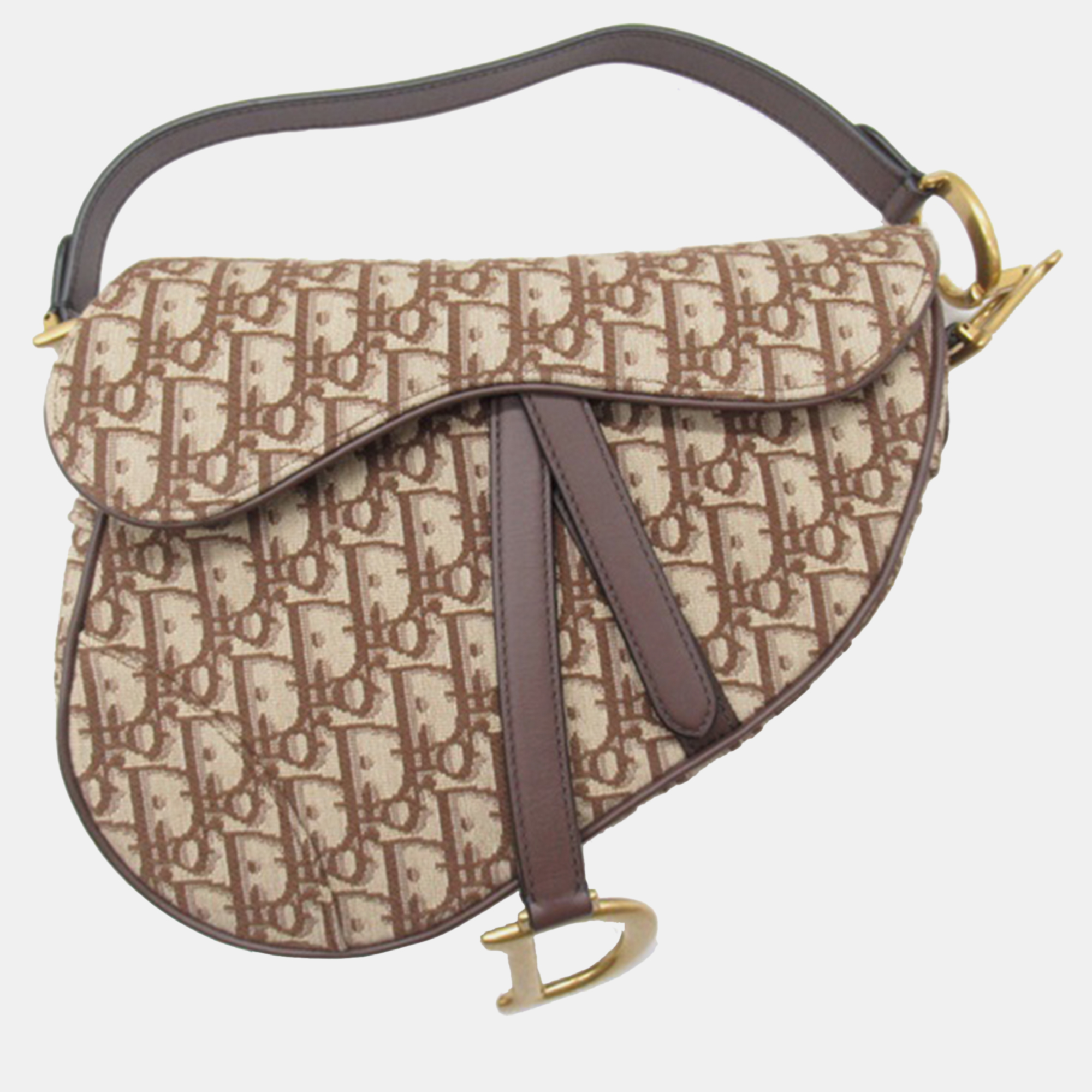 Dior brown medium oblique canvas saddle shoulder bag