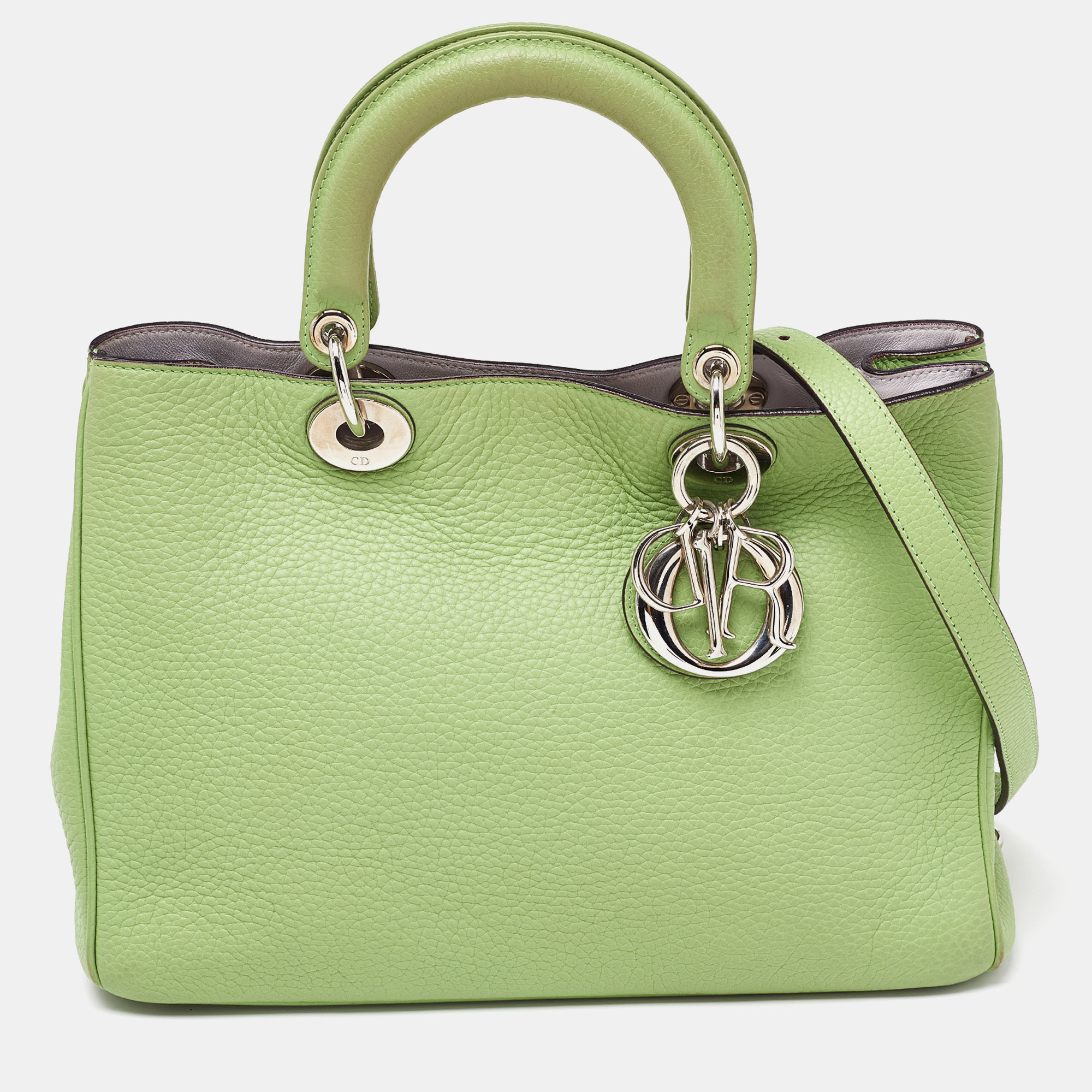 Dior green leather medium diorissimo shopper tote