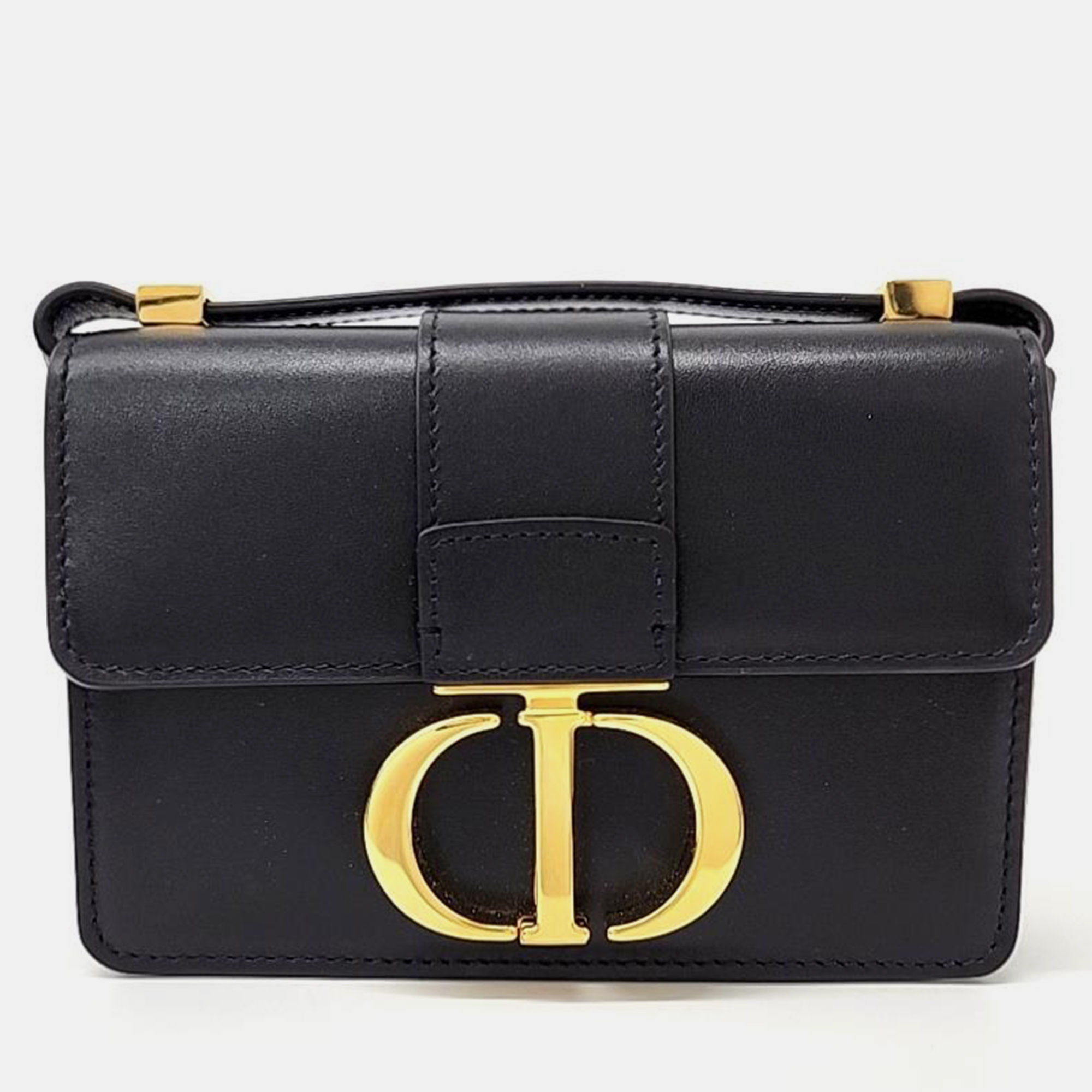 Dior black leather mini 30 montaigne chain shoulder bag