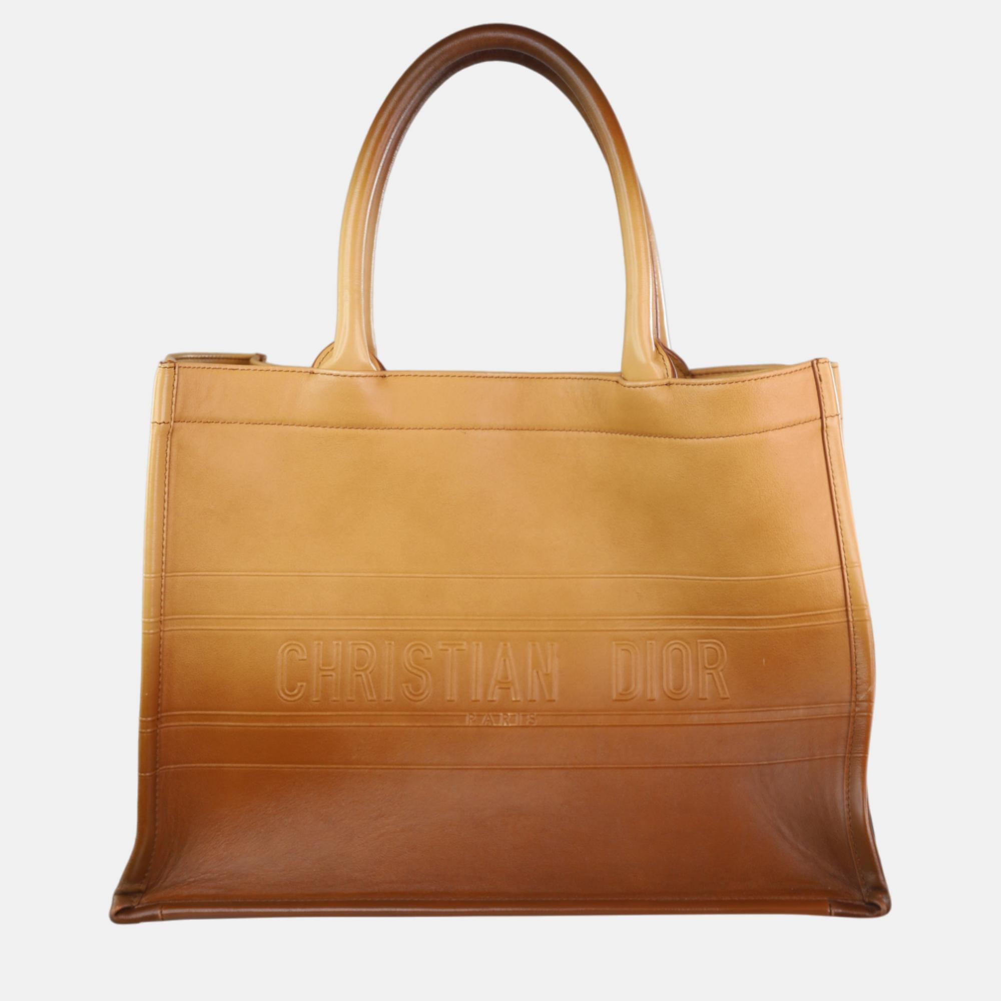 Dior brown ombre gradient leather medium book tote bag