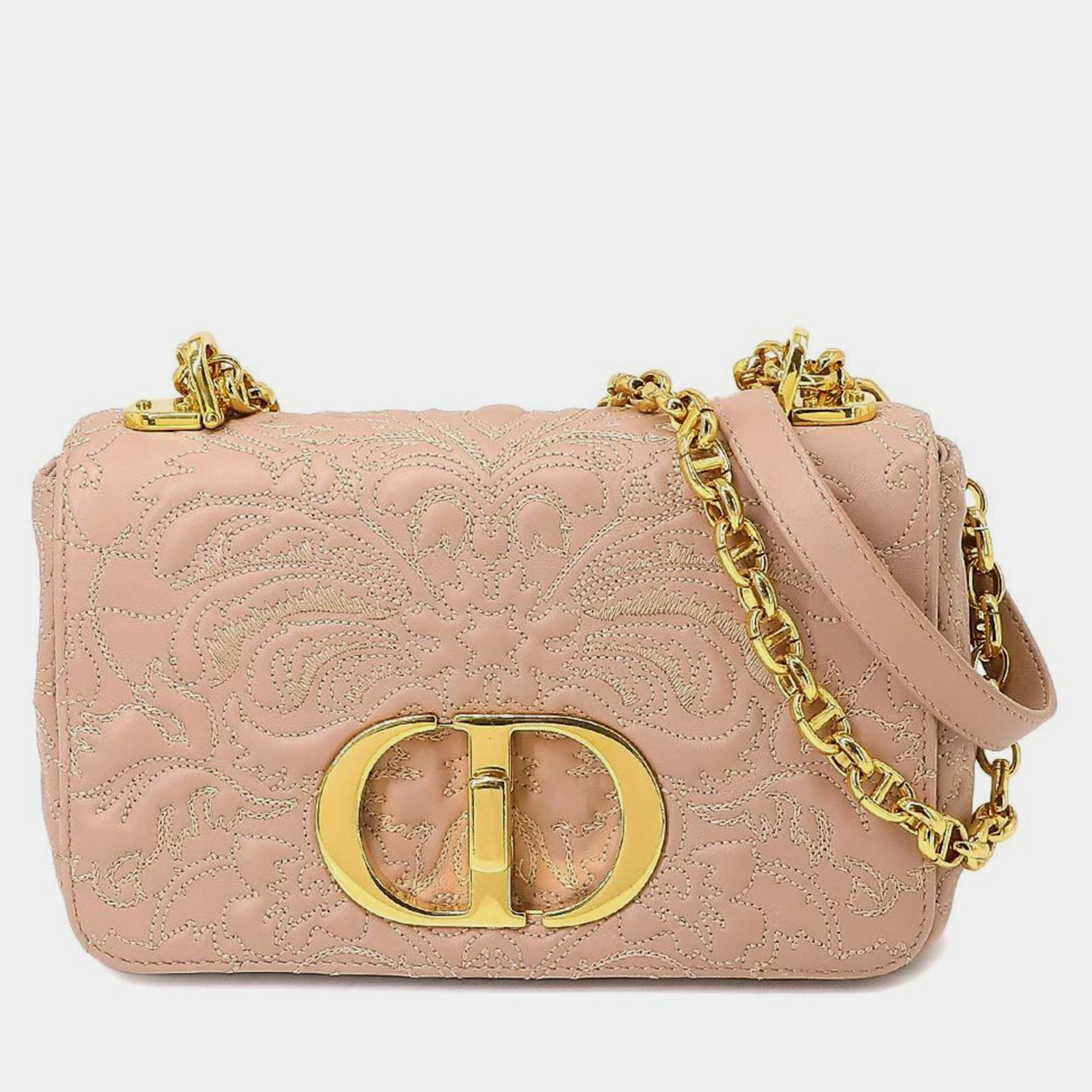 Dior pink leather small caro shoulder bag