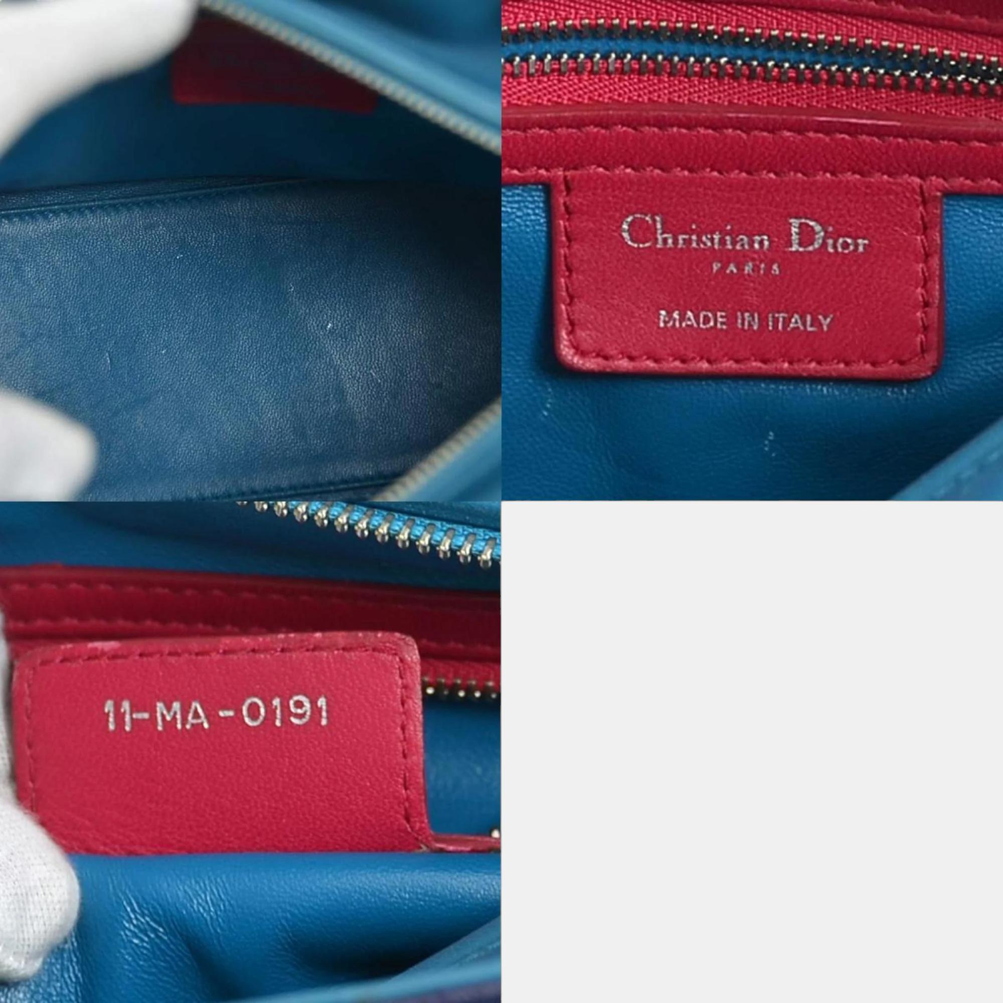 Dior Tricolour Leather Medium Lady Dior Top Handle Bag