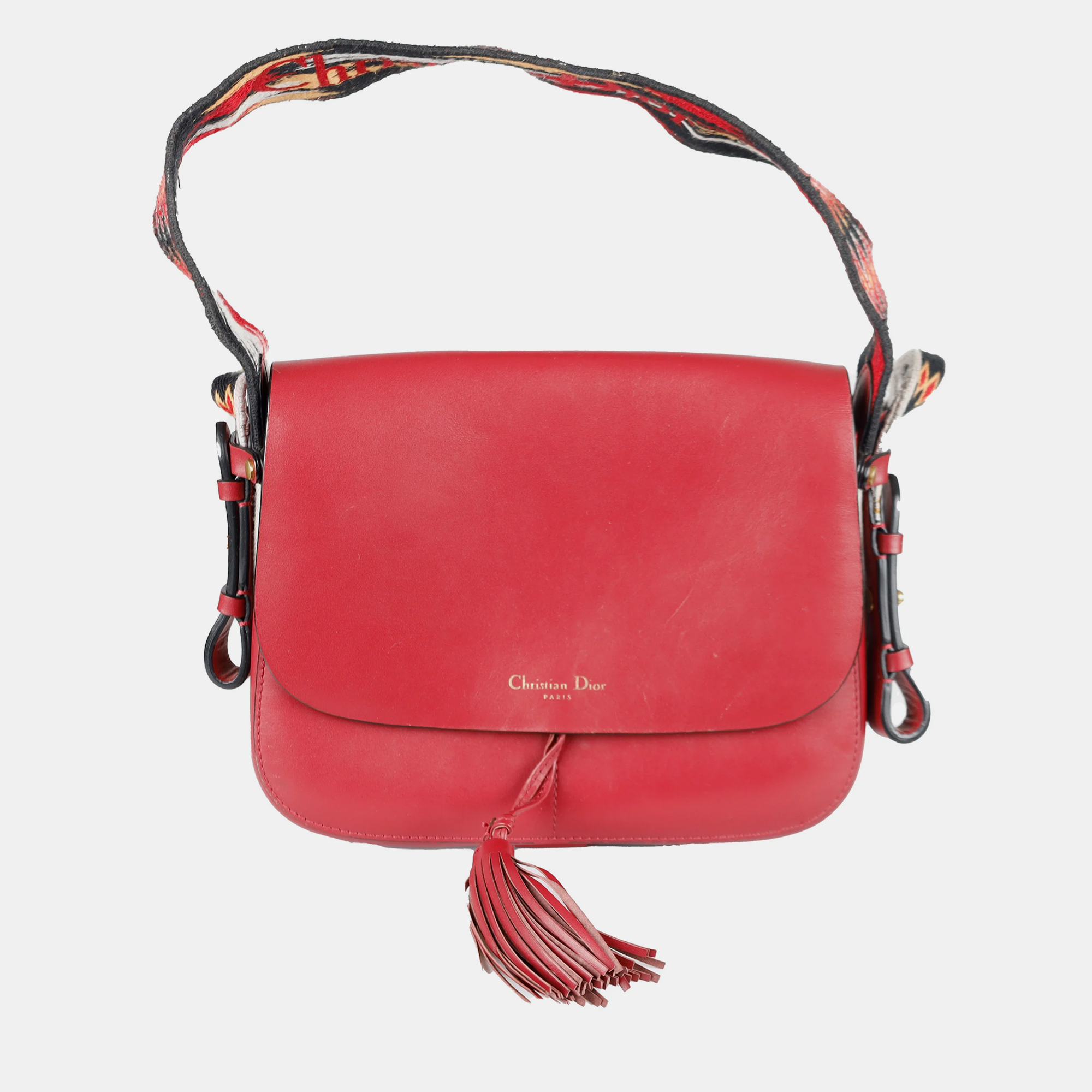 Christian dior red python leather odeo flap shoulder bag