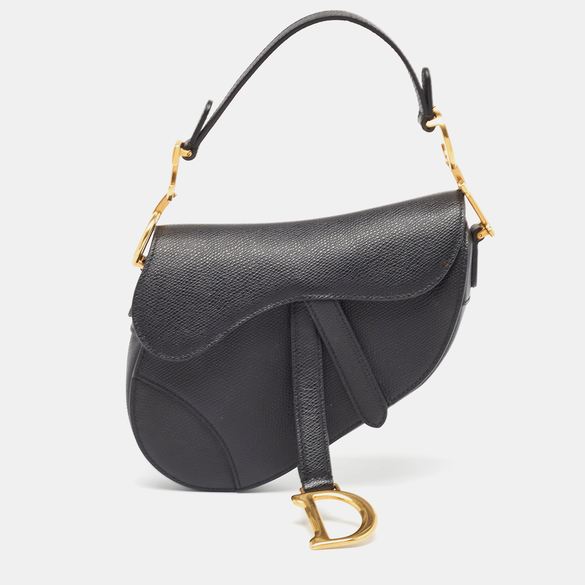 Dior black leather mini saddle bag