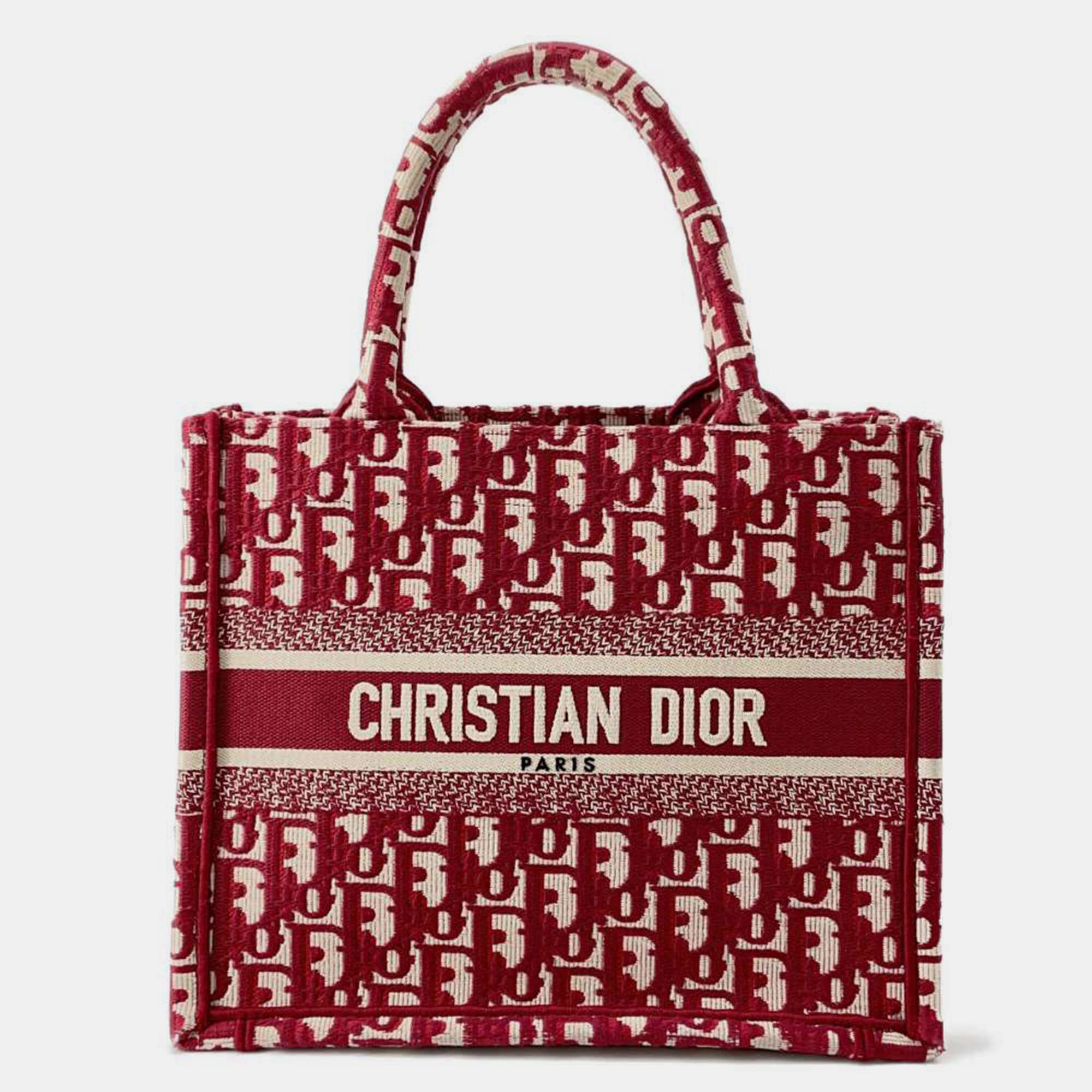Dior red oblique canvas small book tote bag