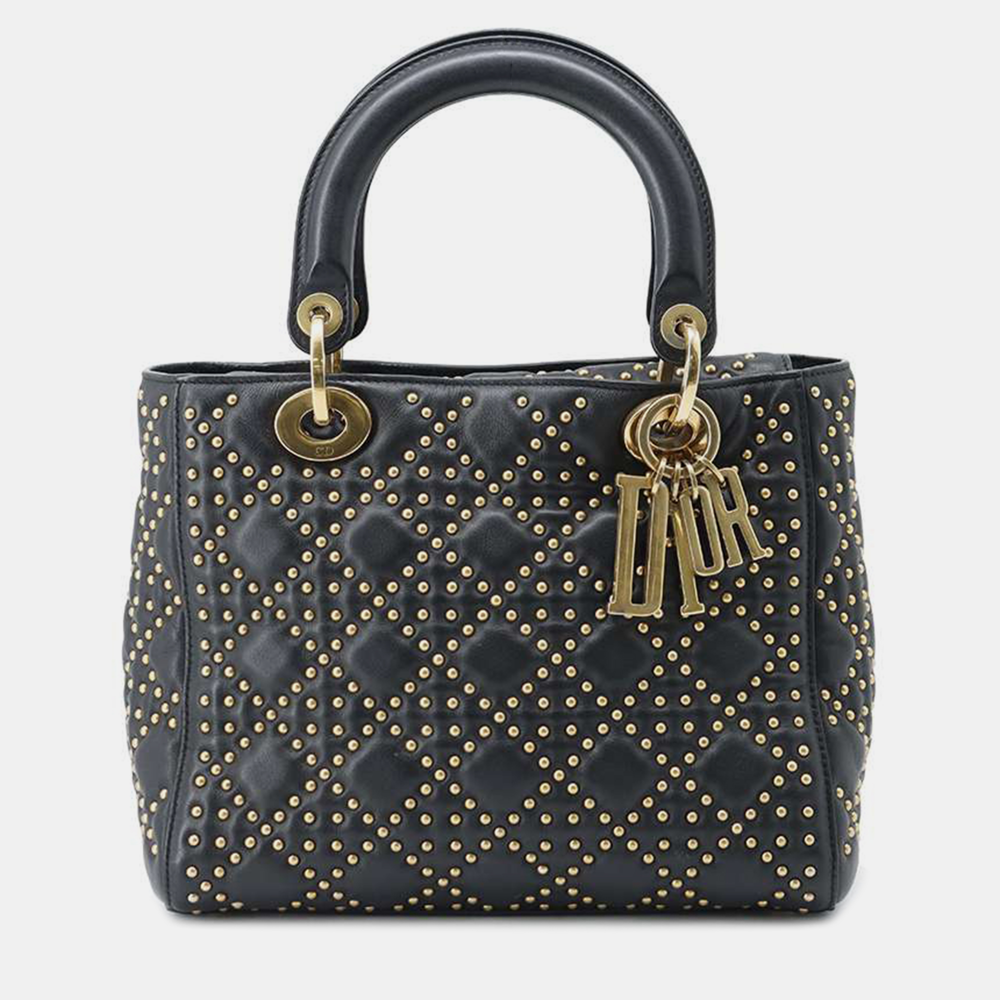 Dior black medium lady dior handbag