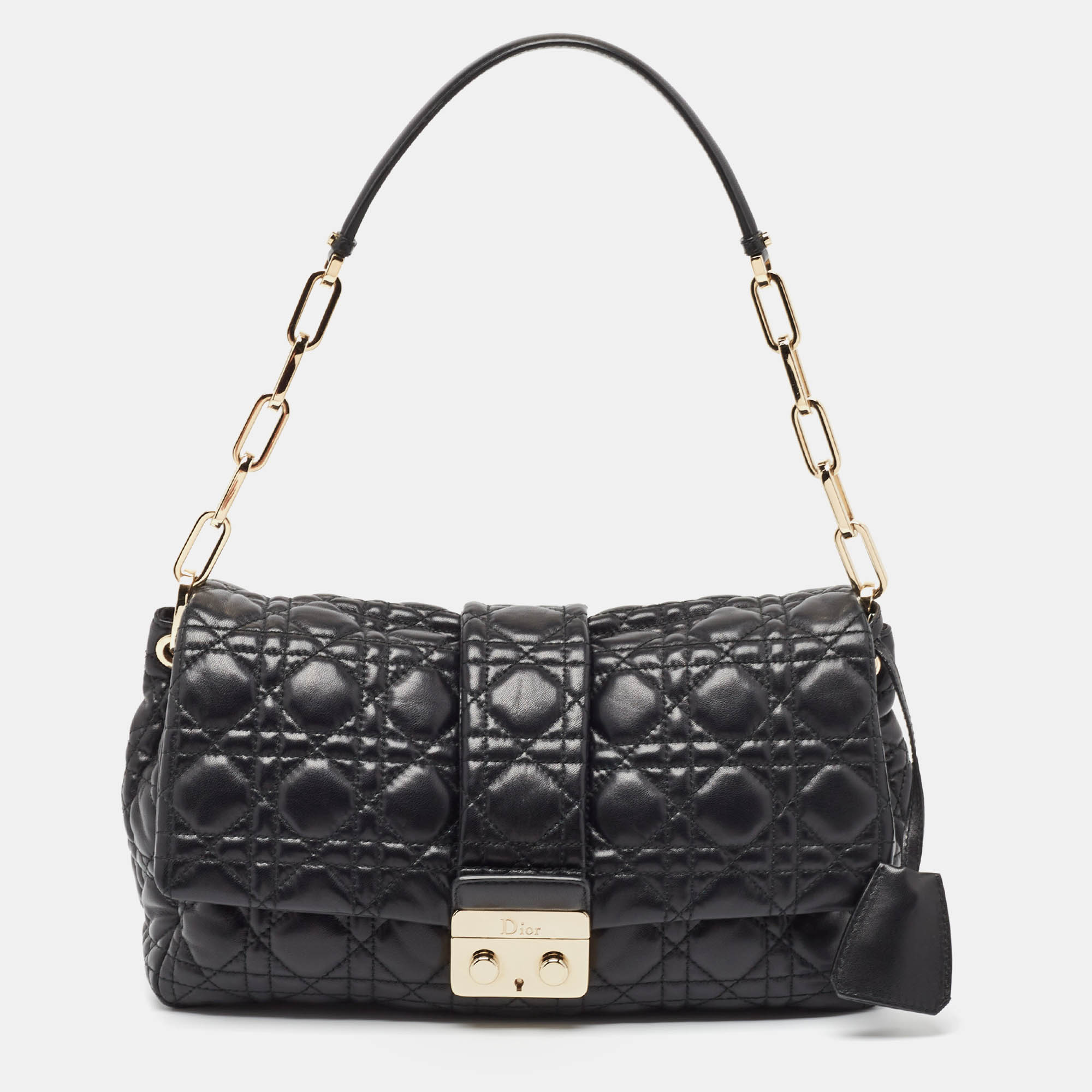 Dior black cannage leather miss dior shoulder bag