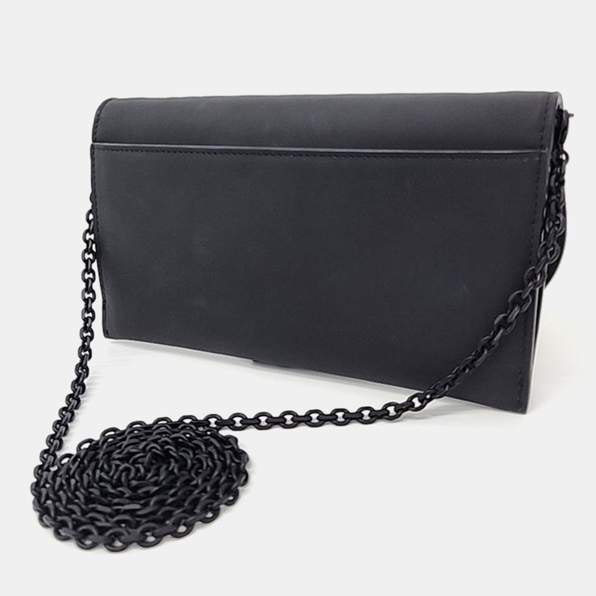 Dior Black Ultra-matte Leather Saddle Chain Wallet