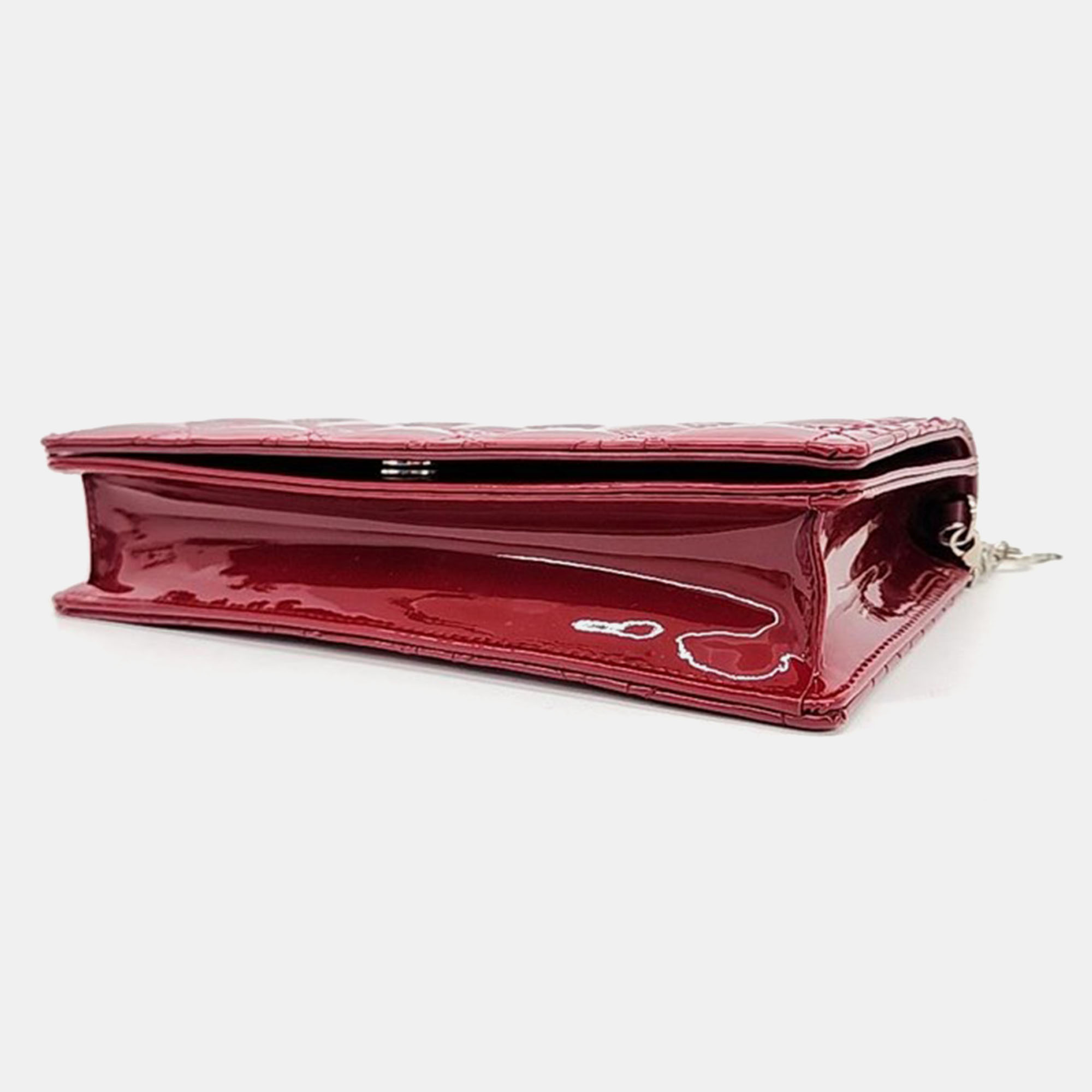 Chanel Red Patent Leather Cannage Chain Crossbody Bag