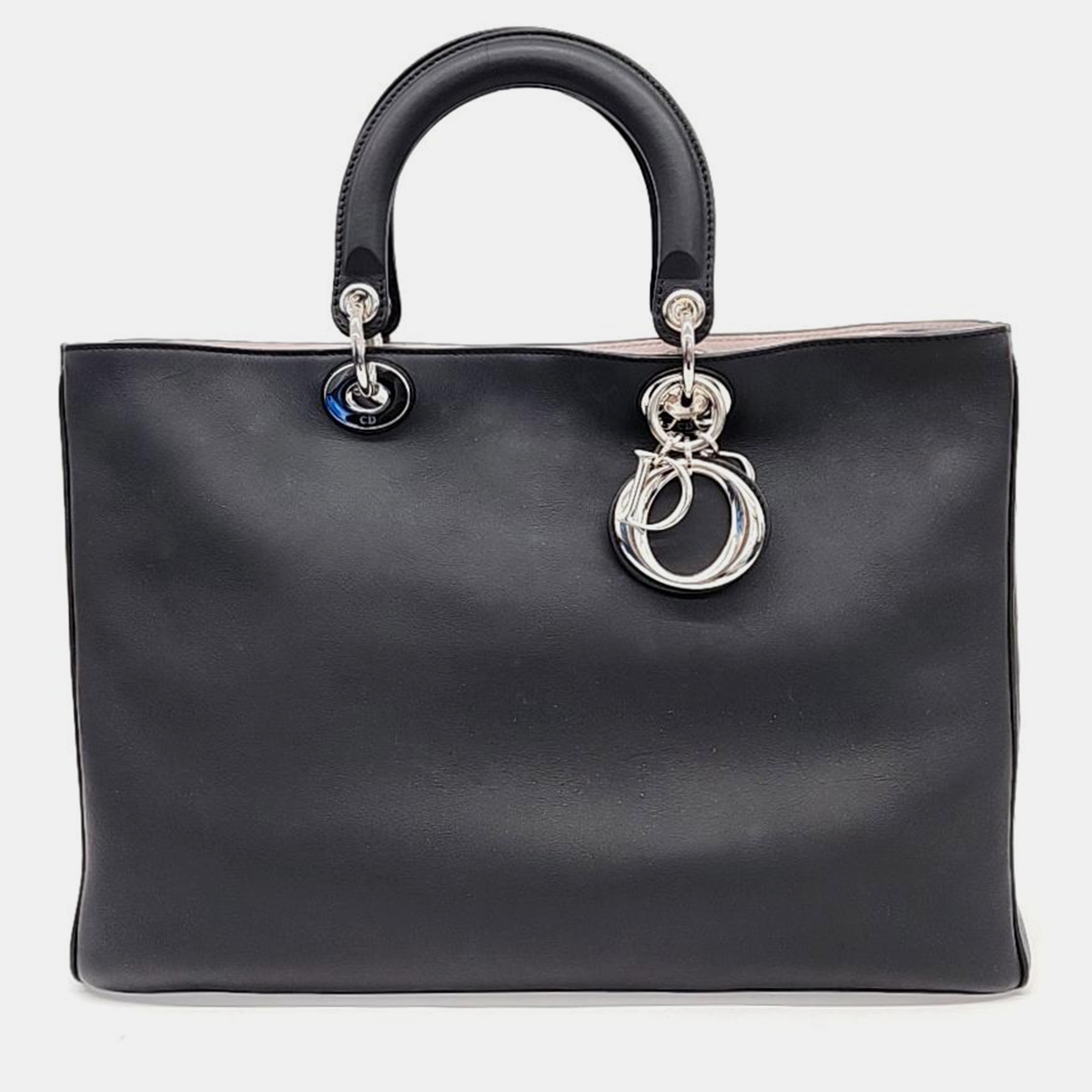 Dior black leather diorissimo tote bag