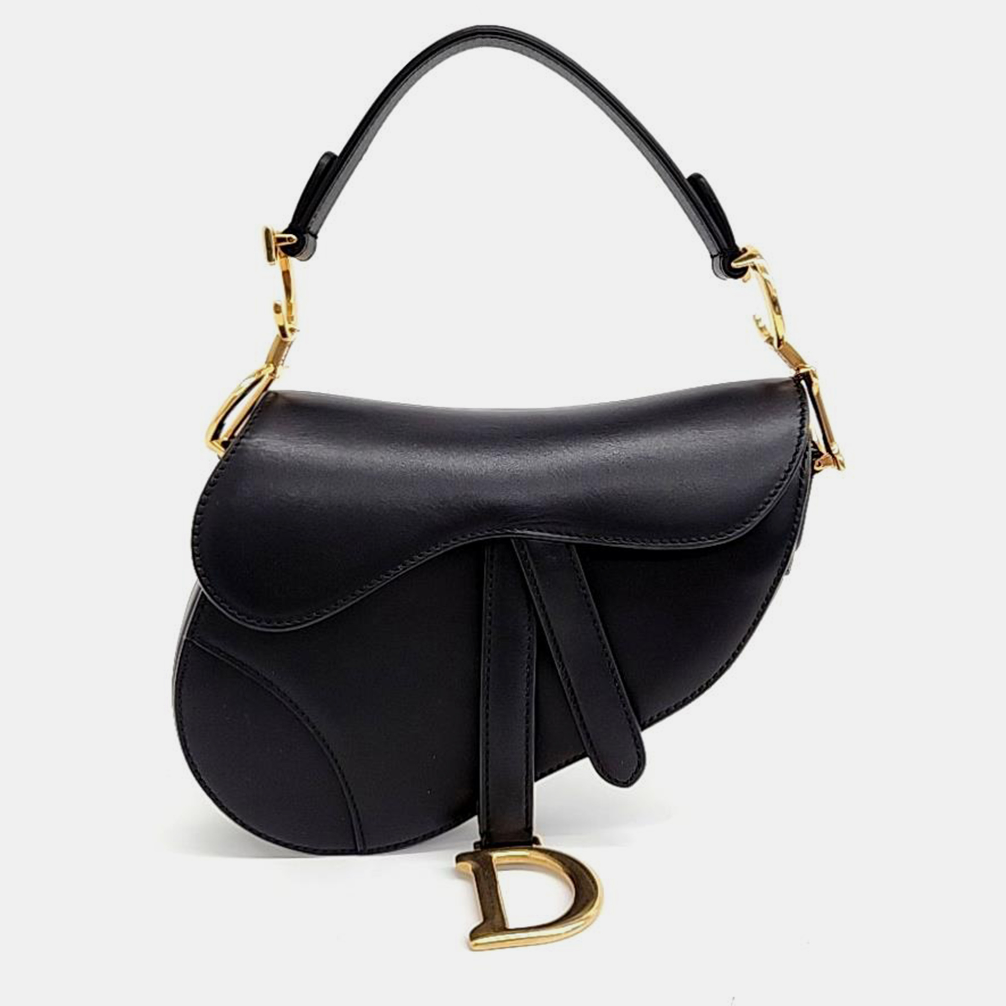 Dior black leather mini saddle bag