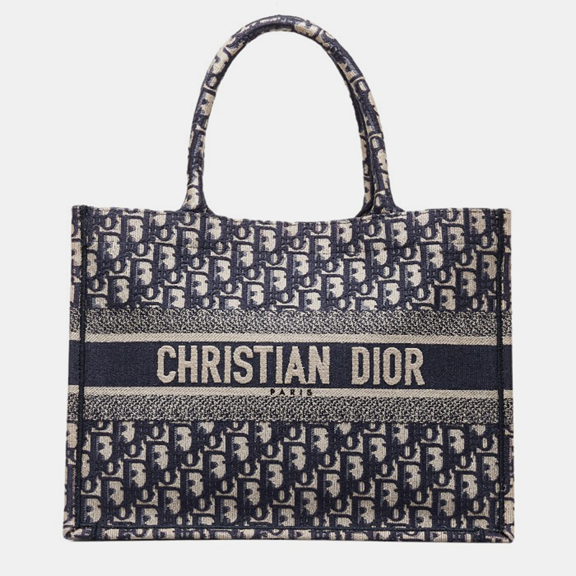 Dior blue/beige canvas medium book tote bag