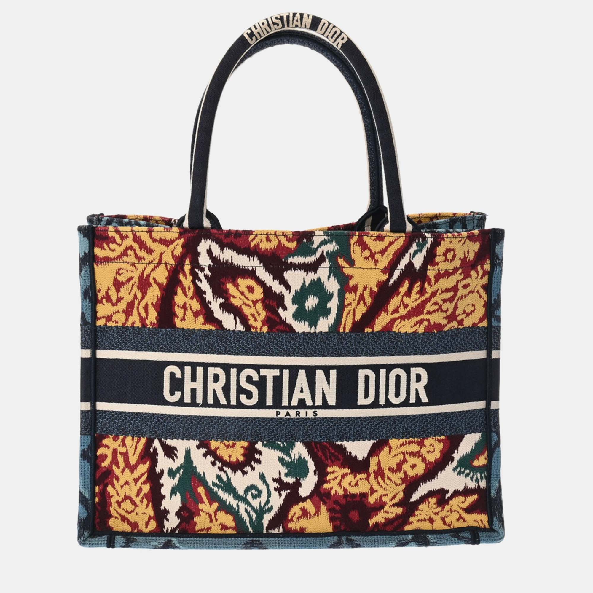 Dior multicolour canvas embroidered large paisley book tote bag