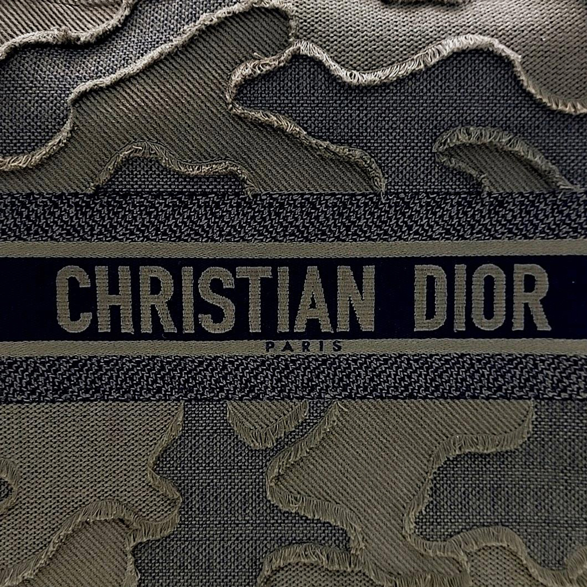 Dior Deep Khaki Canvas Book Tote Bag