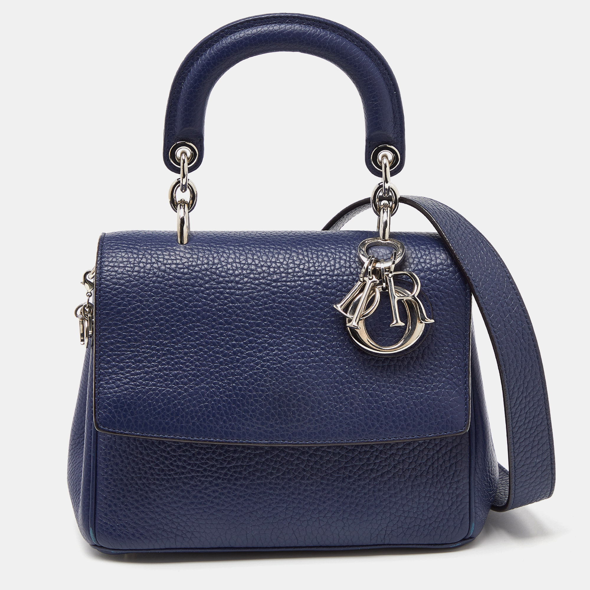 Dior blue leather mini be dior top handle bag