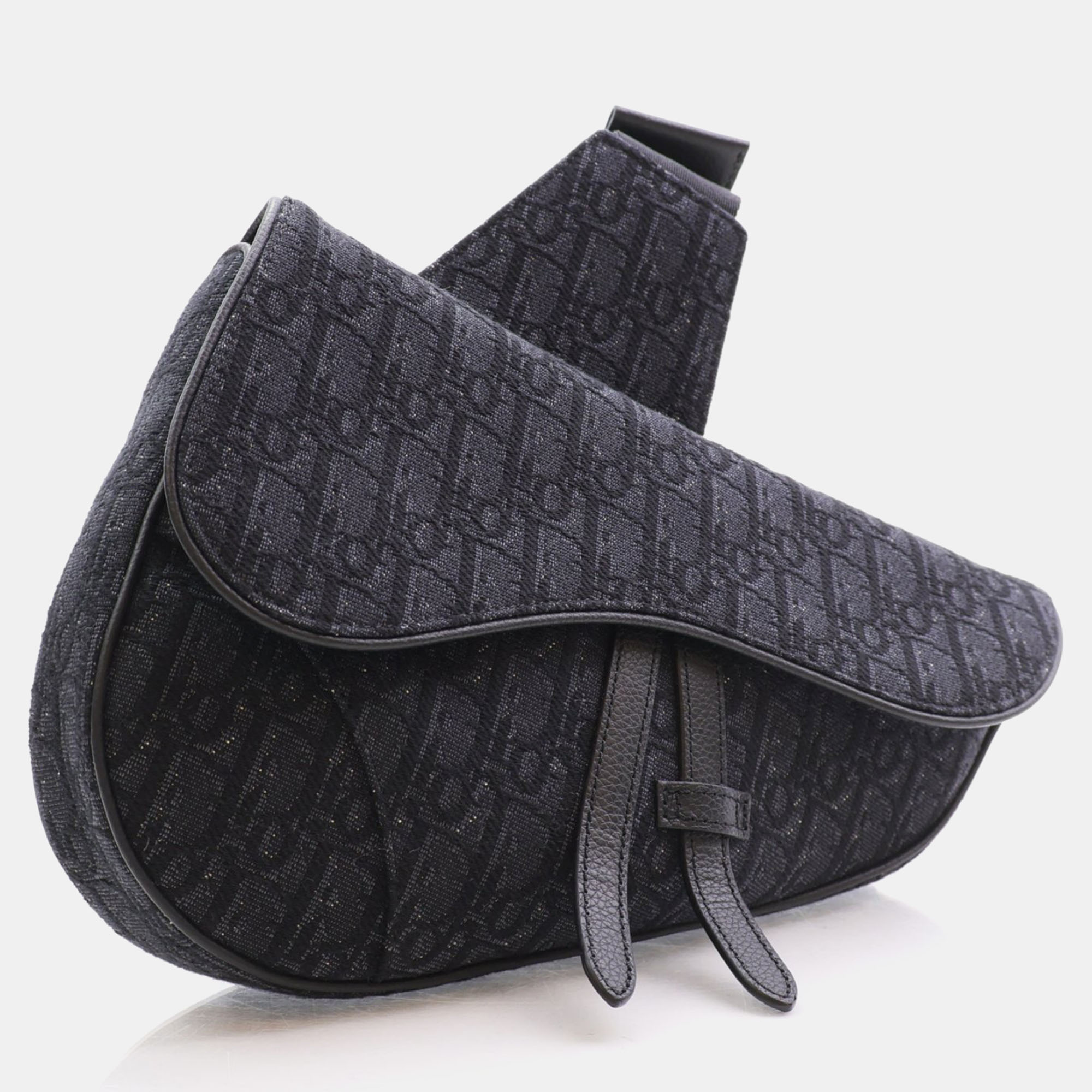Dior black canvas medium saddle shoulder bag