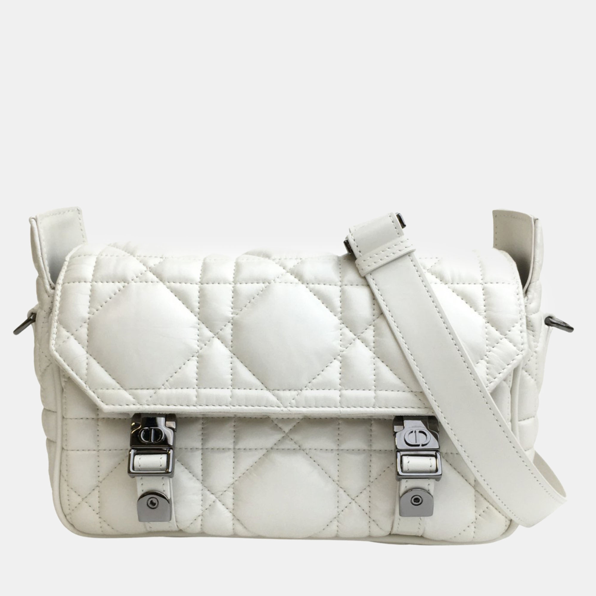 Dior white leather small diorcamp shoulder bag