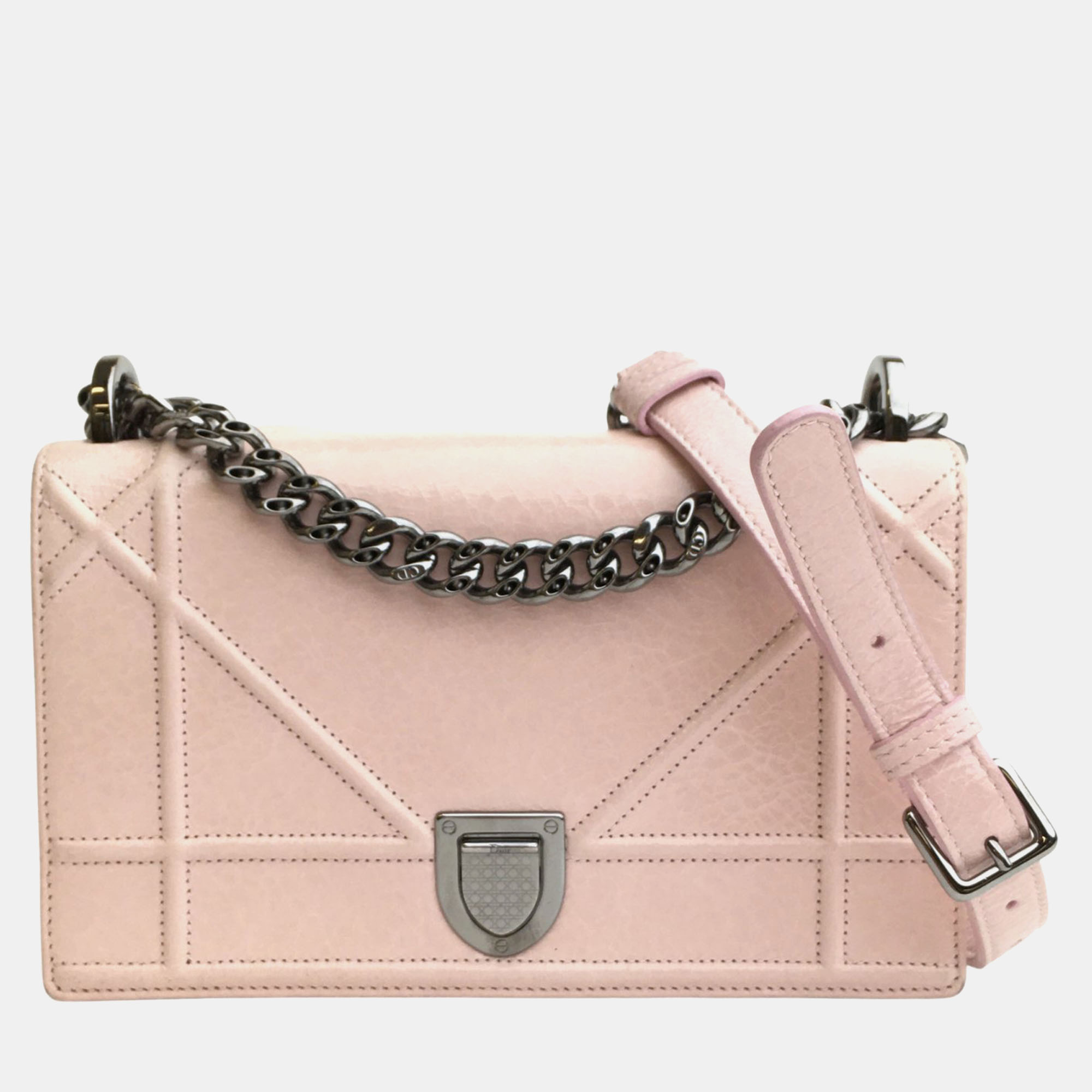 Dior pink leather small diorama shoulder bag