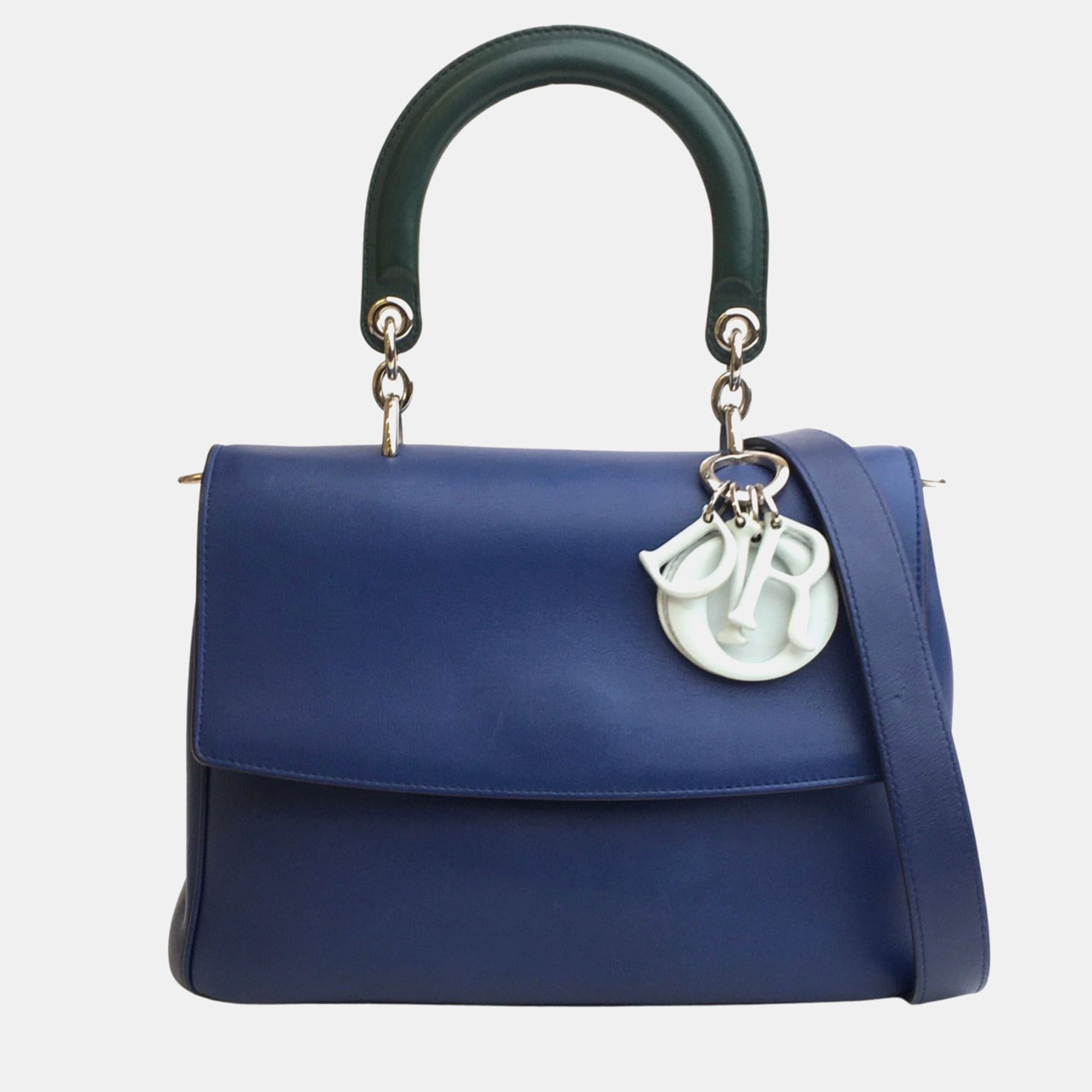 Dior blue leather small be dior top handle bag
