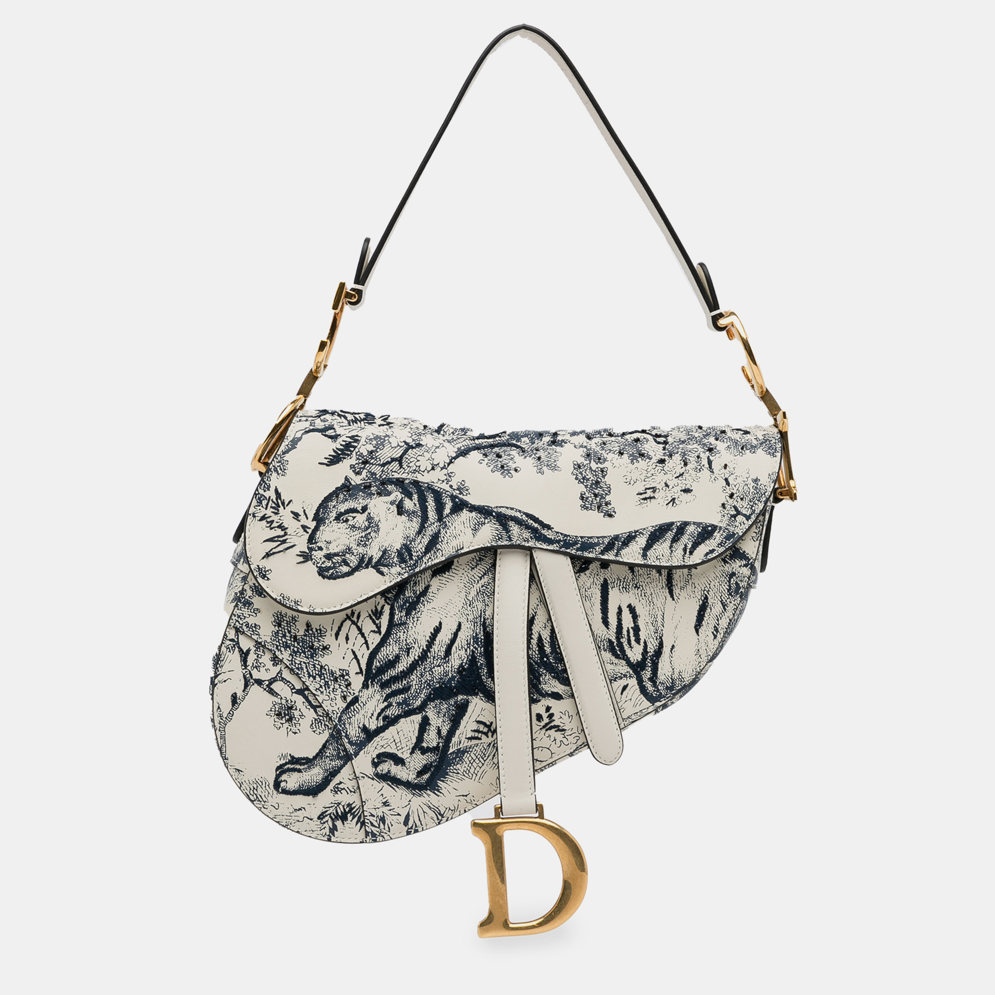 Dior mini calfskin toile de jouy saddle bag